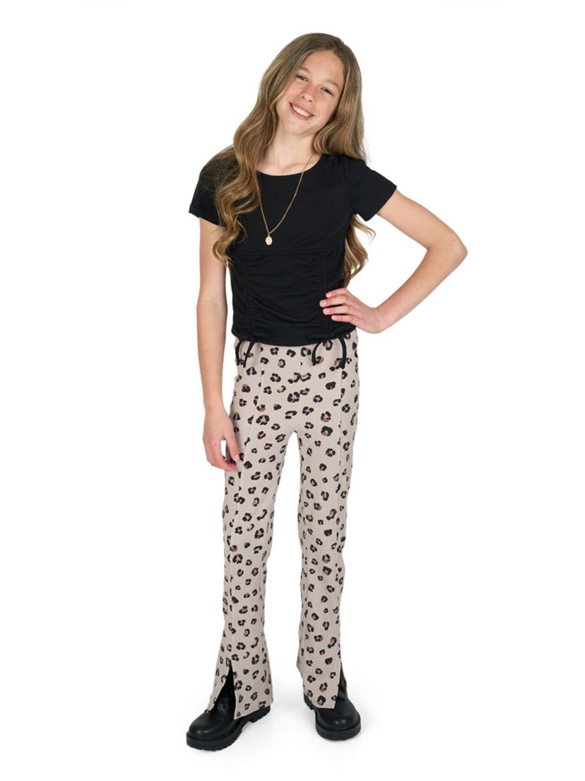 Girl 7-16 Knit Top and Animal Printed Flare Leggings