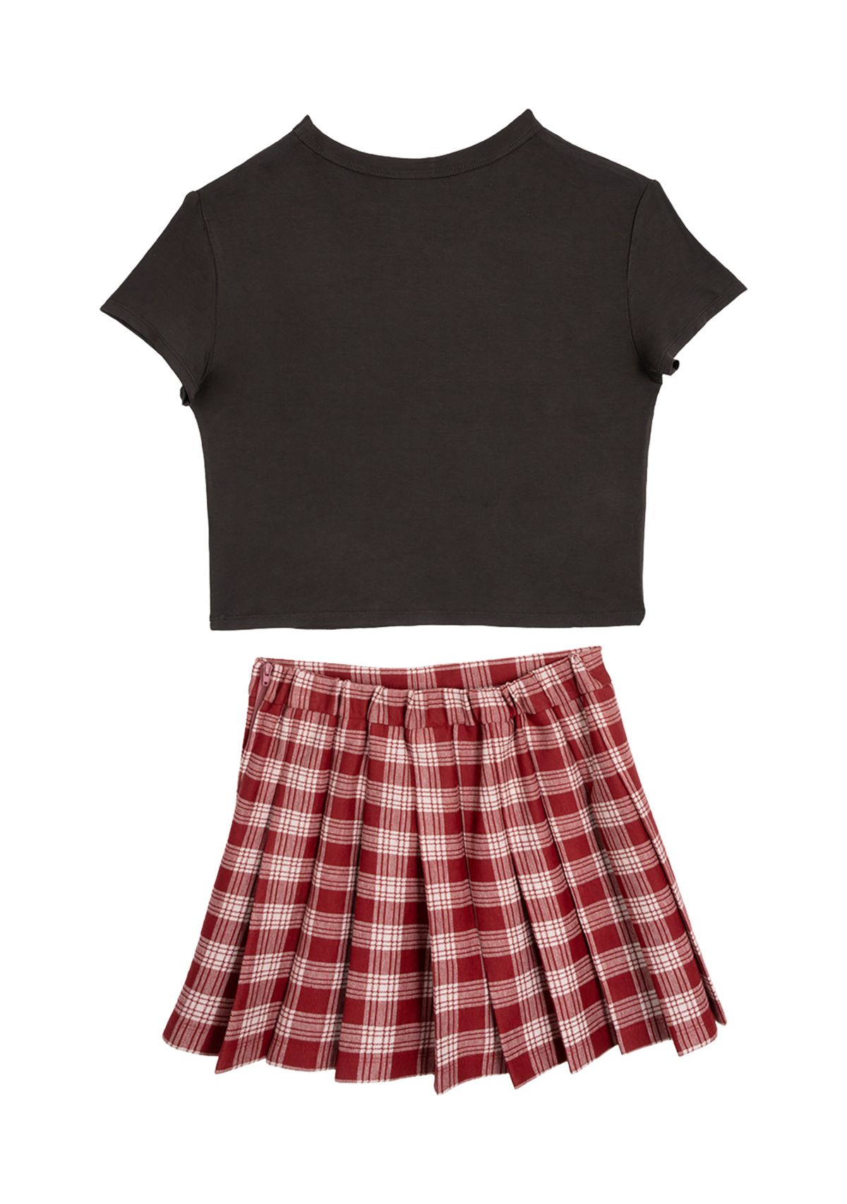 Girls 7-16 Free Bird Graphic T-Shirt and Plaid Skort Set