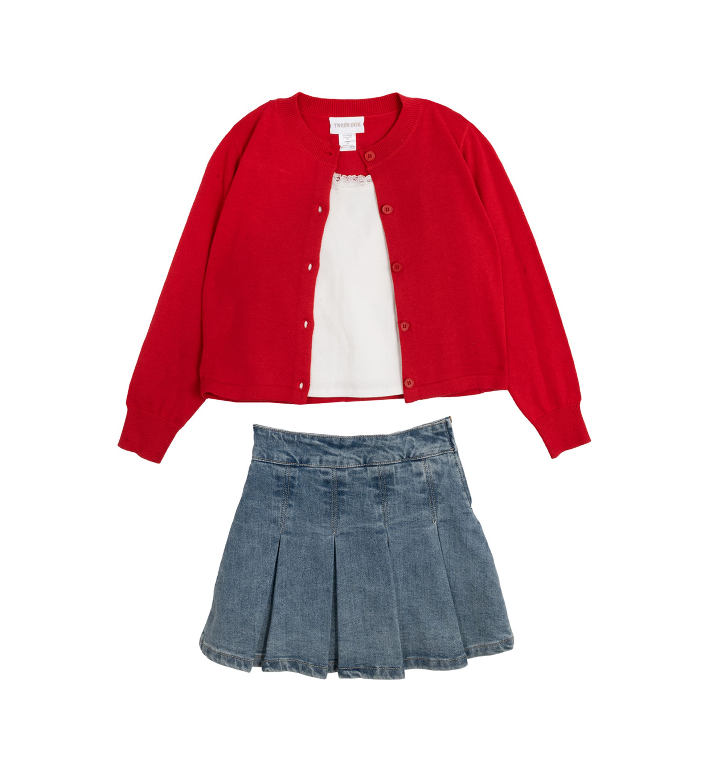 Girls 7-16 Sweater, Tank and Skort Set