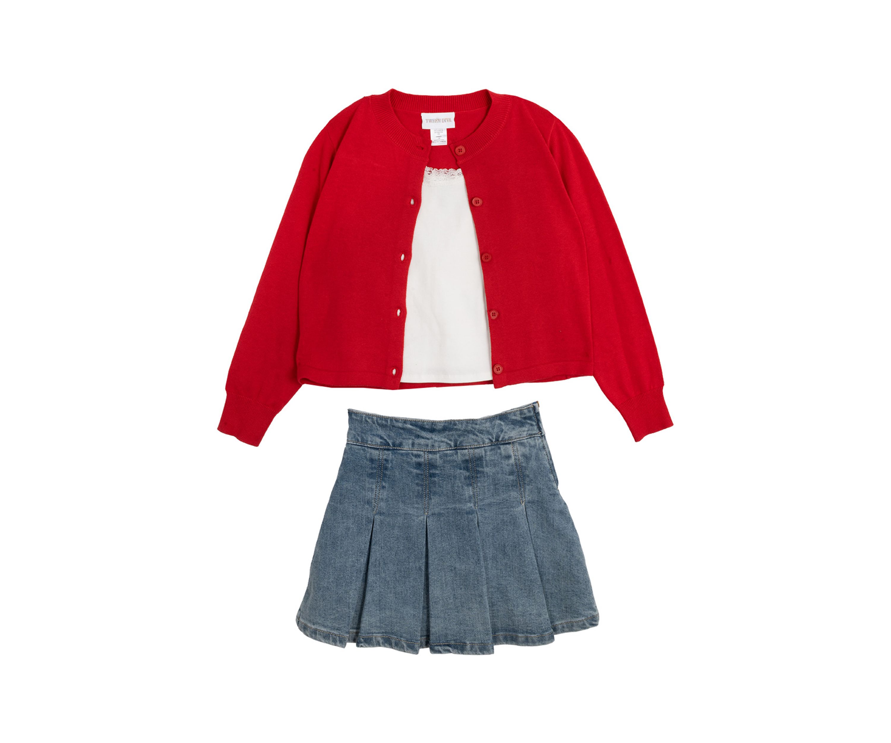 Girls 7-16 Sweater, Tank and Skort Set