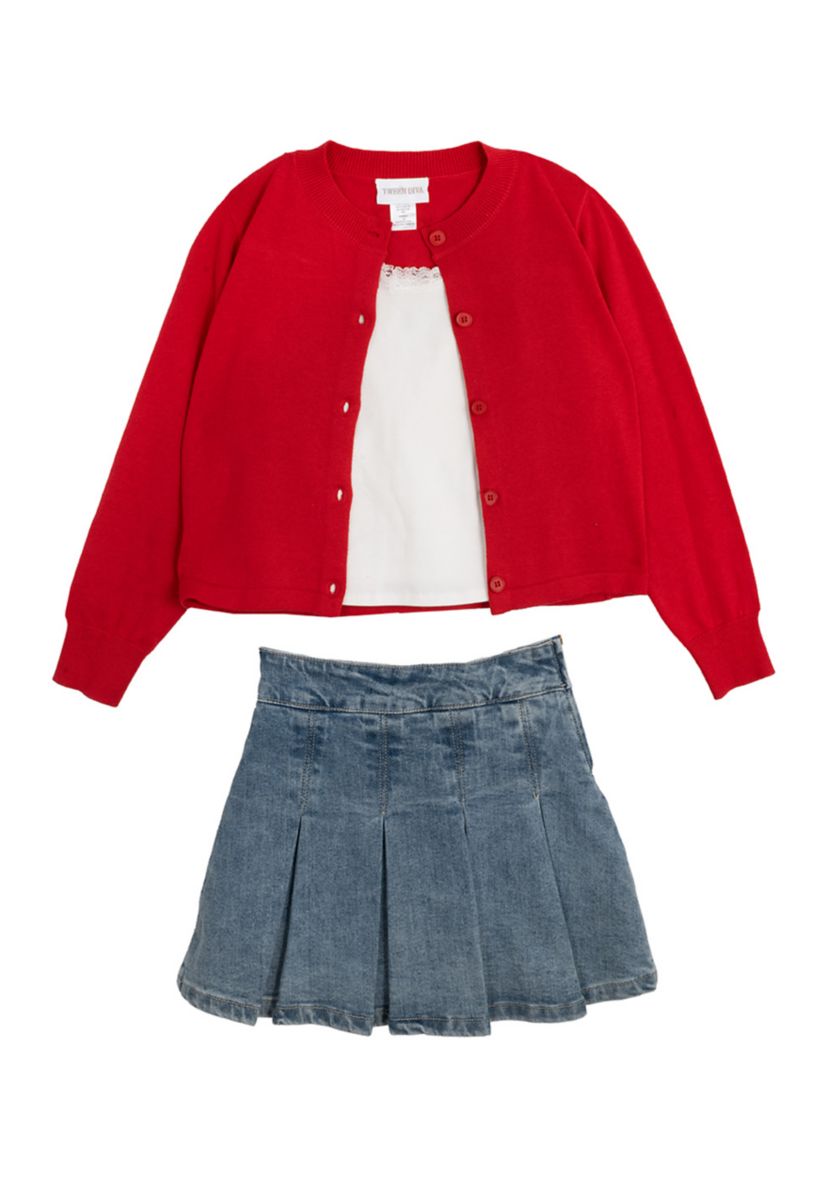 Girls 7-16 Sweater, Tank and Skort Set