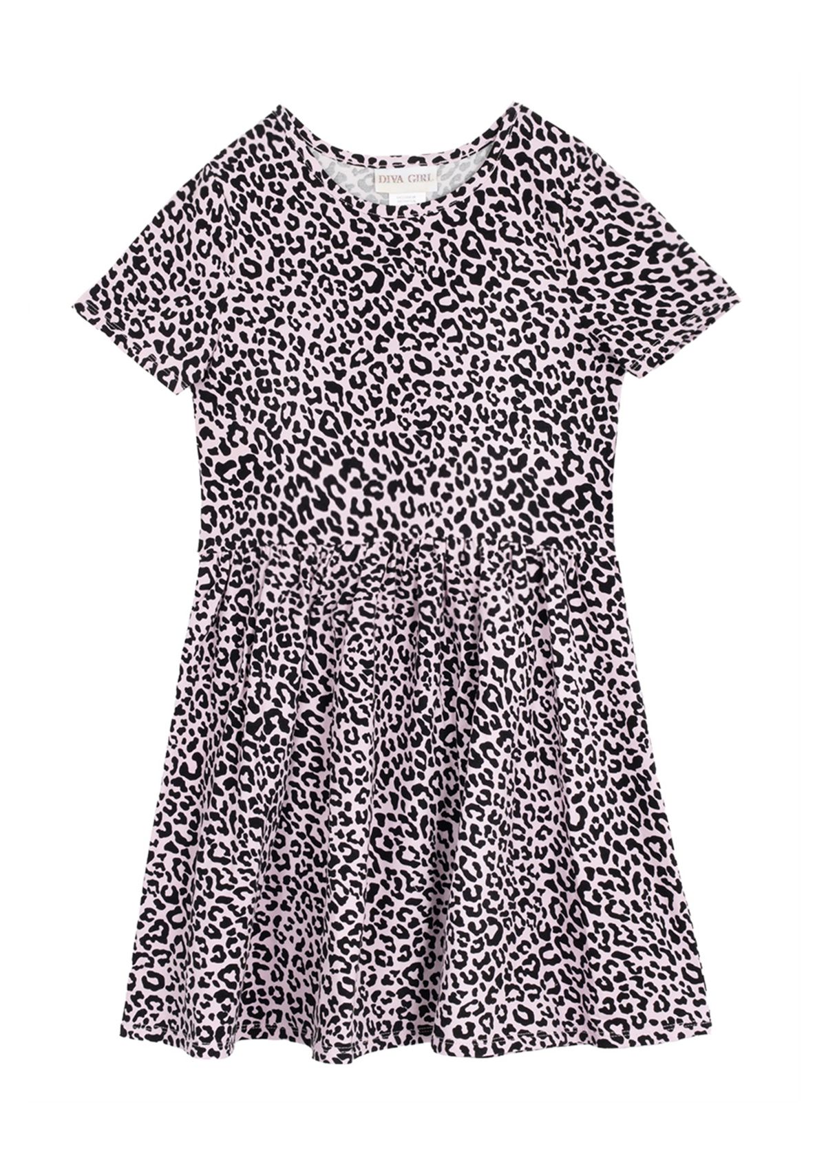 Girls 7-16 Leopard Knit Shirred Waist Dress