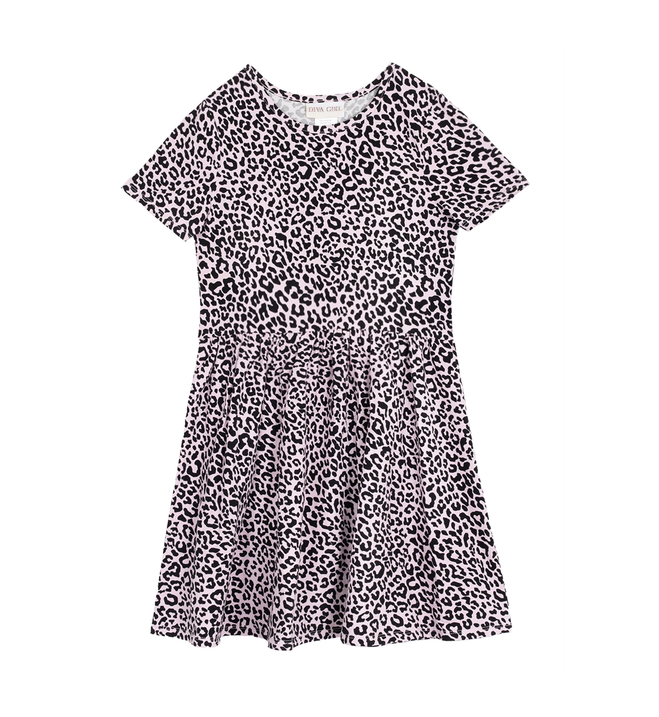 Girls 7-16 Leopard Knit Shirred Waist Dress