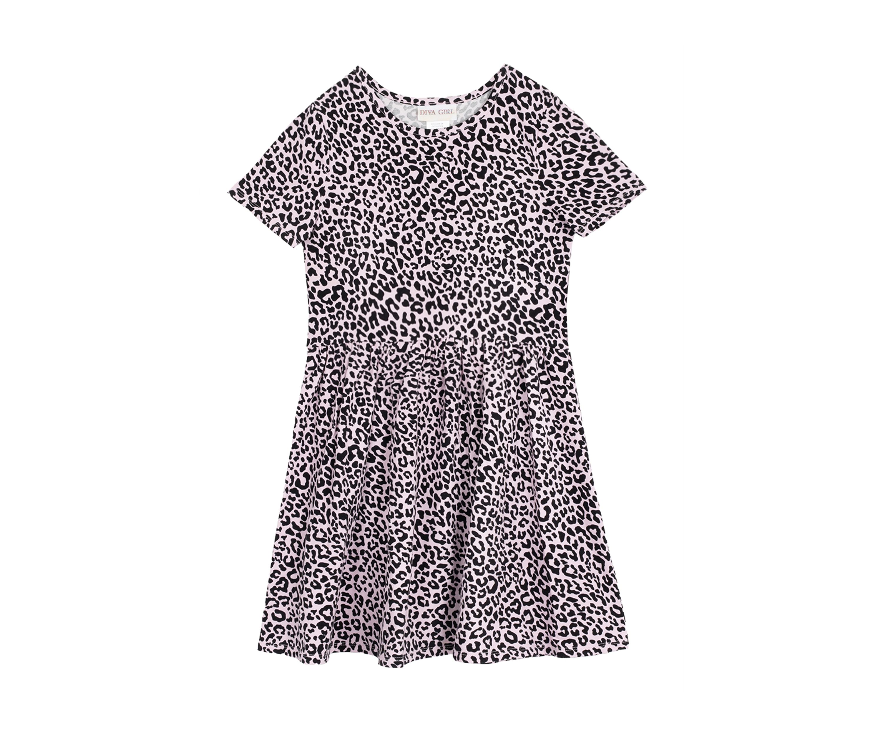 Girls 7-16 Leopard Knit Shirred Waist Dress