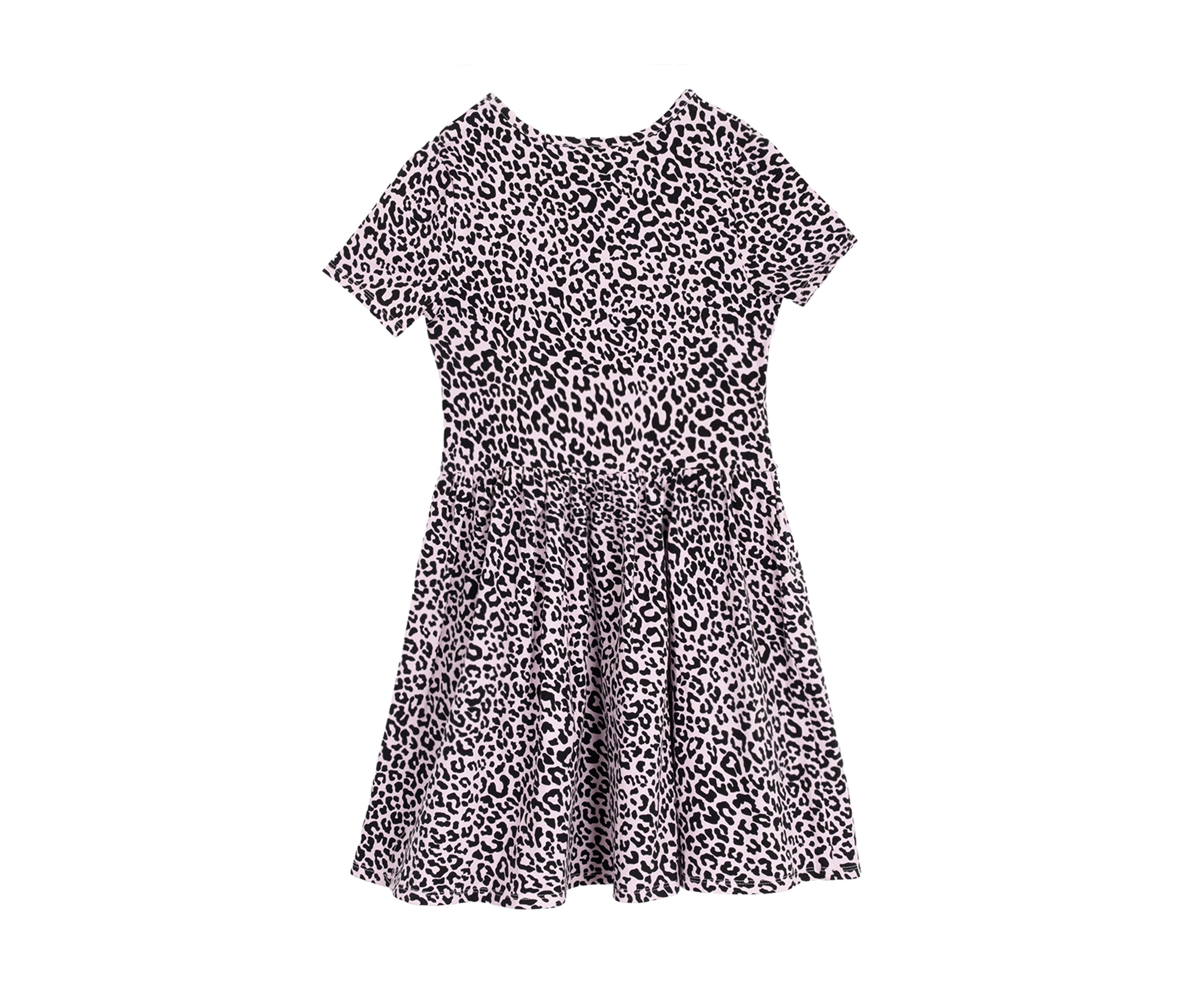 Girls 7-16 Leopard Knit Shirred Waist Dress