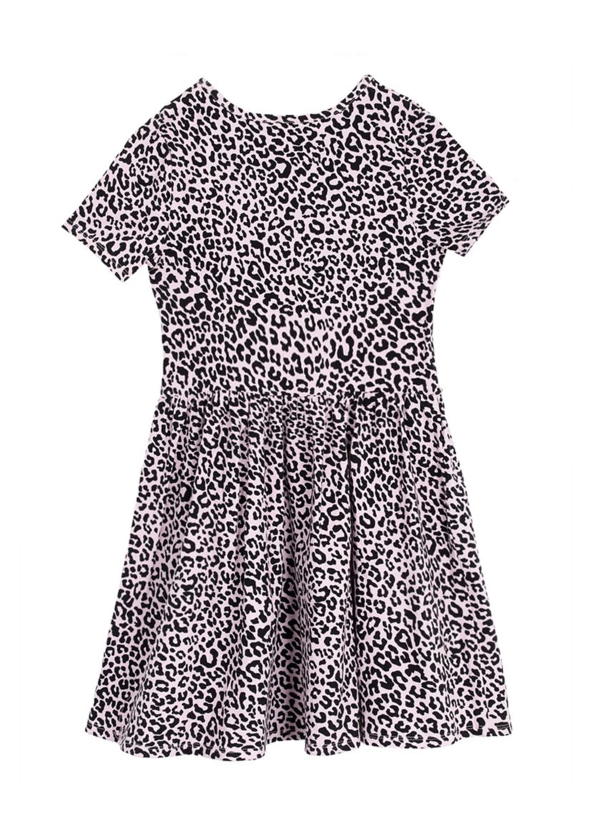 Girls 7-16 Leopard Knit Shirred Waist Dress