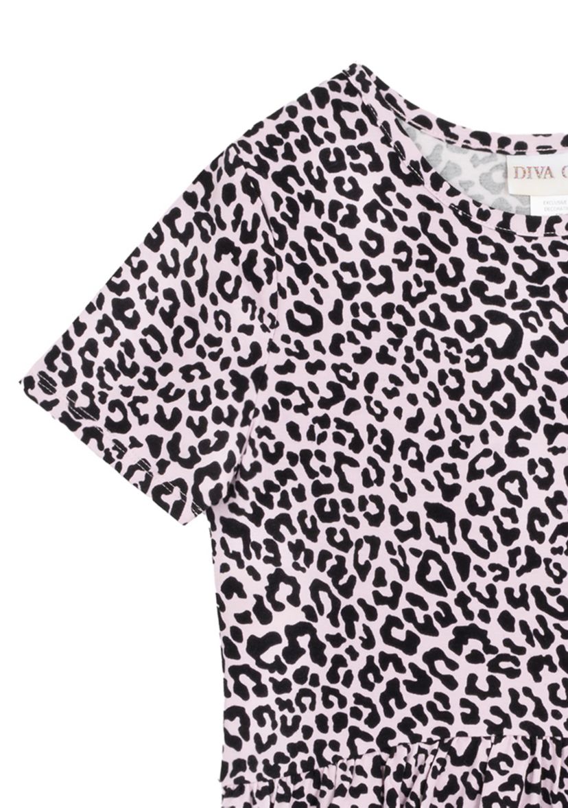 Girls 7-16 Leopard Knit Shirred Waist Dress