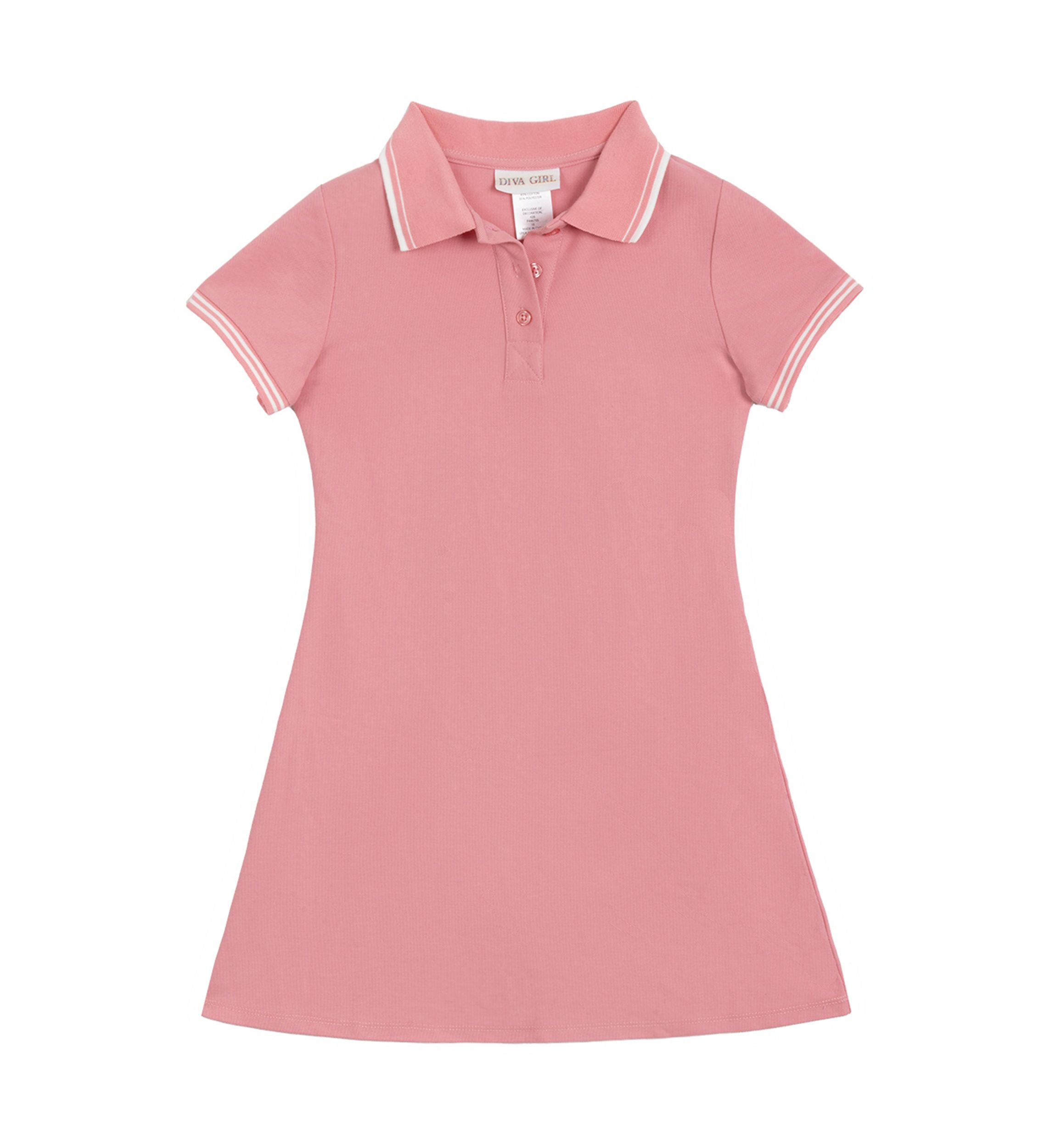 Girls 7-16 Short Sleeve Double Knit Polo Dress