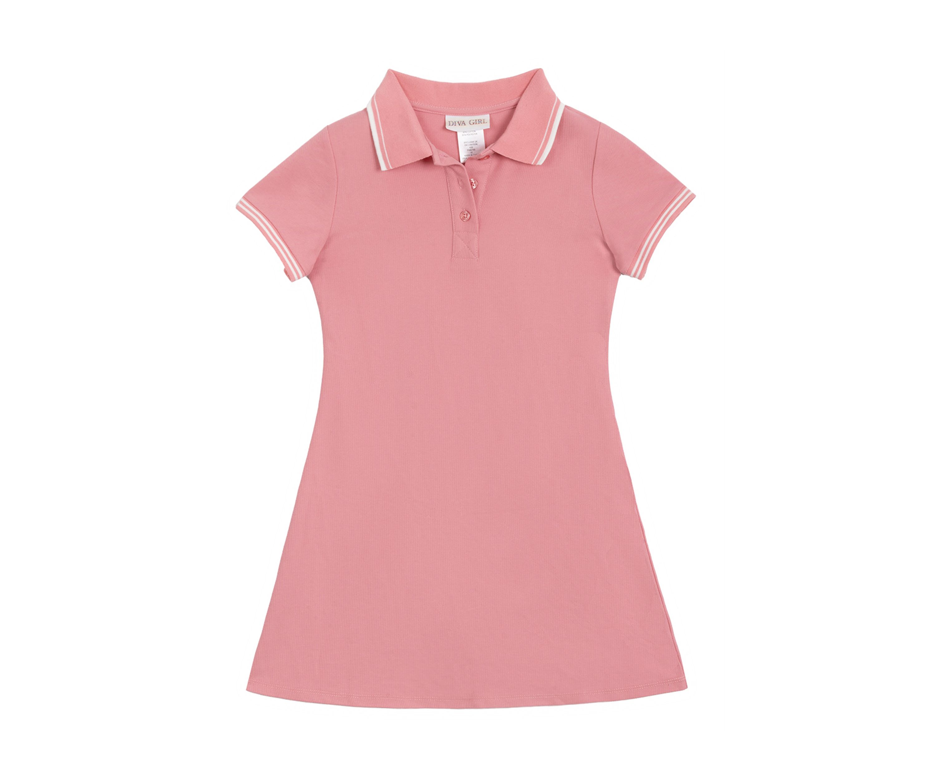 Girls 7-16 Short Sleeve Double Knit Polo Dress