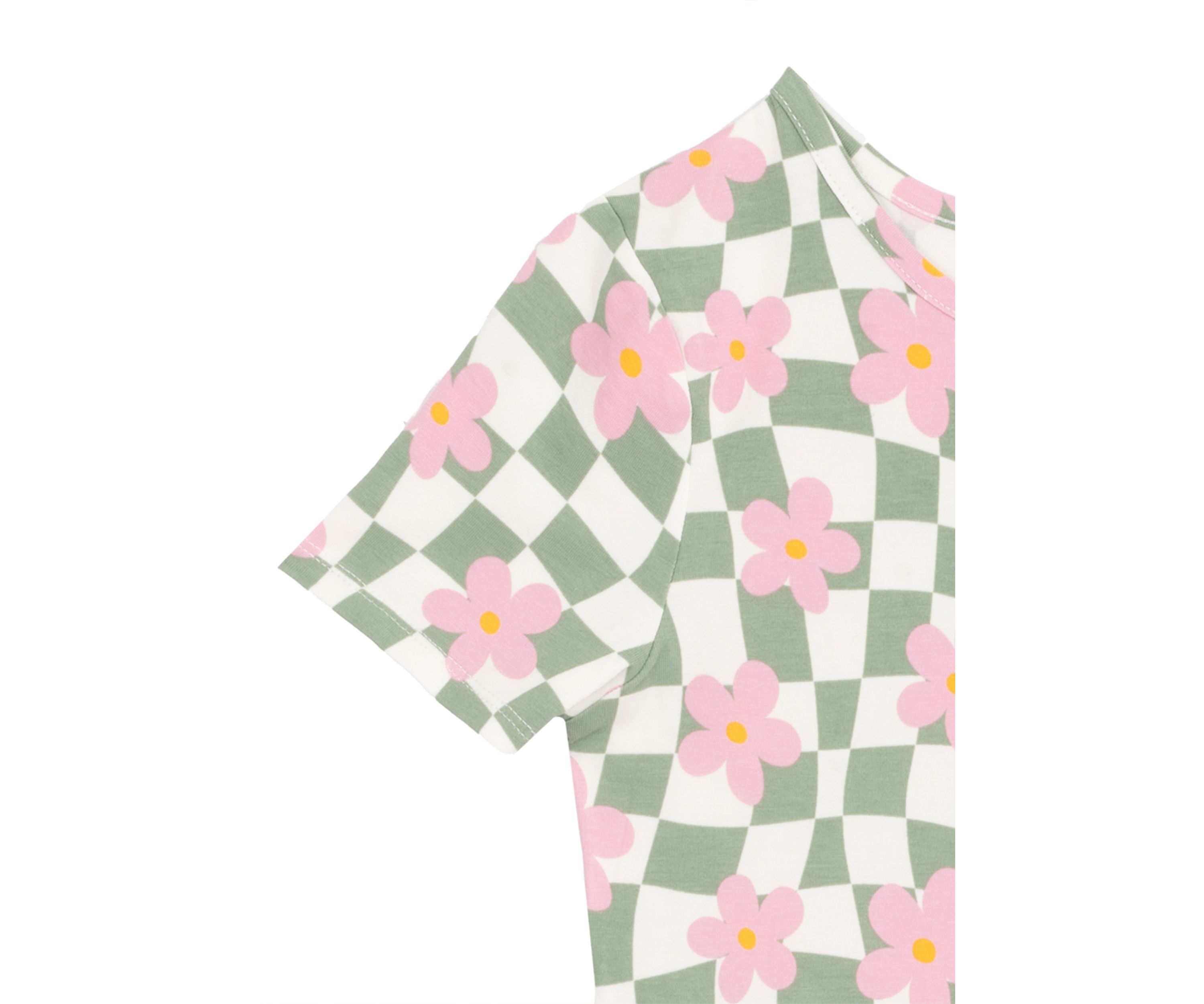 Girls 7-16 Short Sleeve Floral Checkered Skater Dress