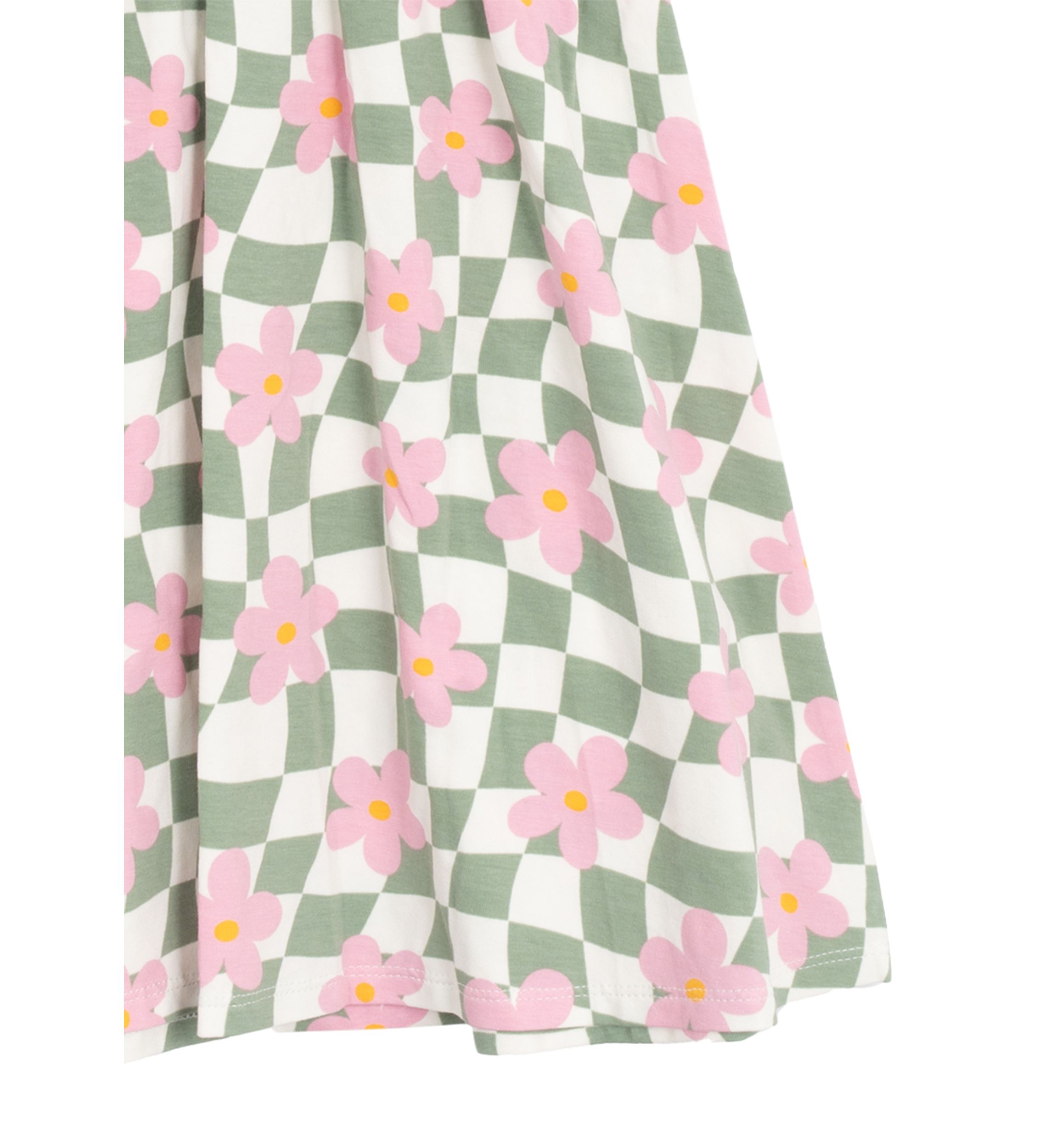 Girls 7-16 Short Sleeve Floral Checkered Skater Dress