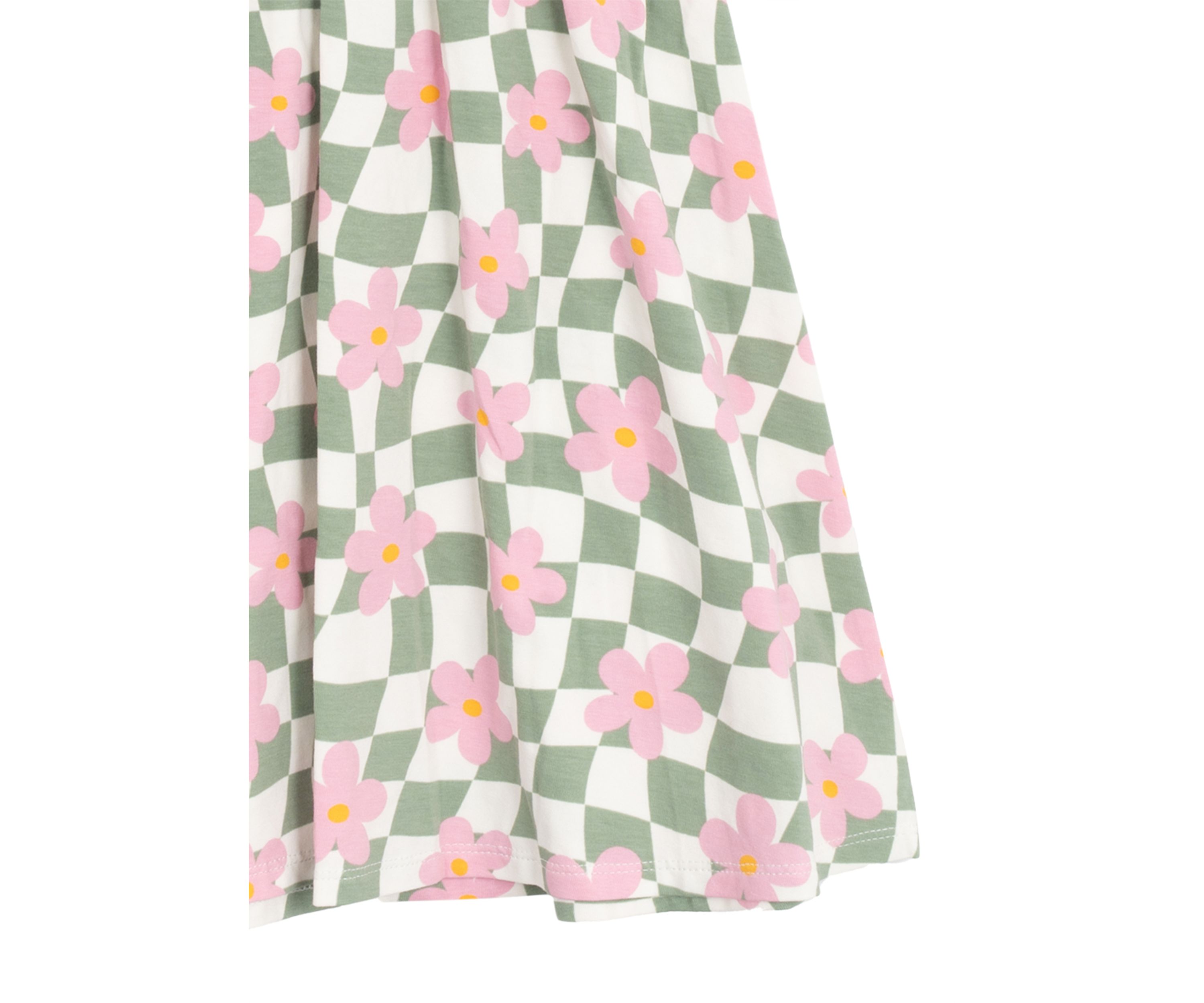 Girls 7-16 Short Sleeve Floral Checkered Skater Dress