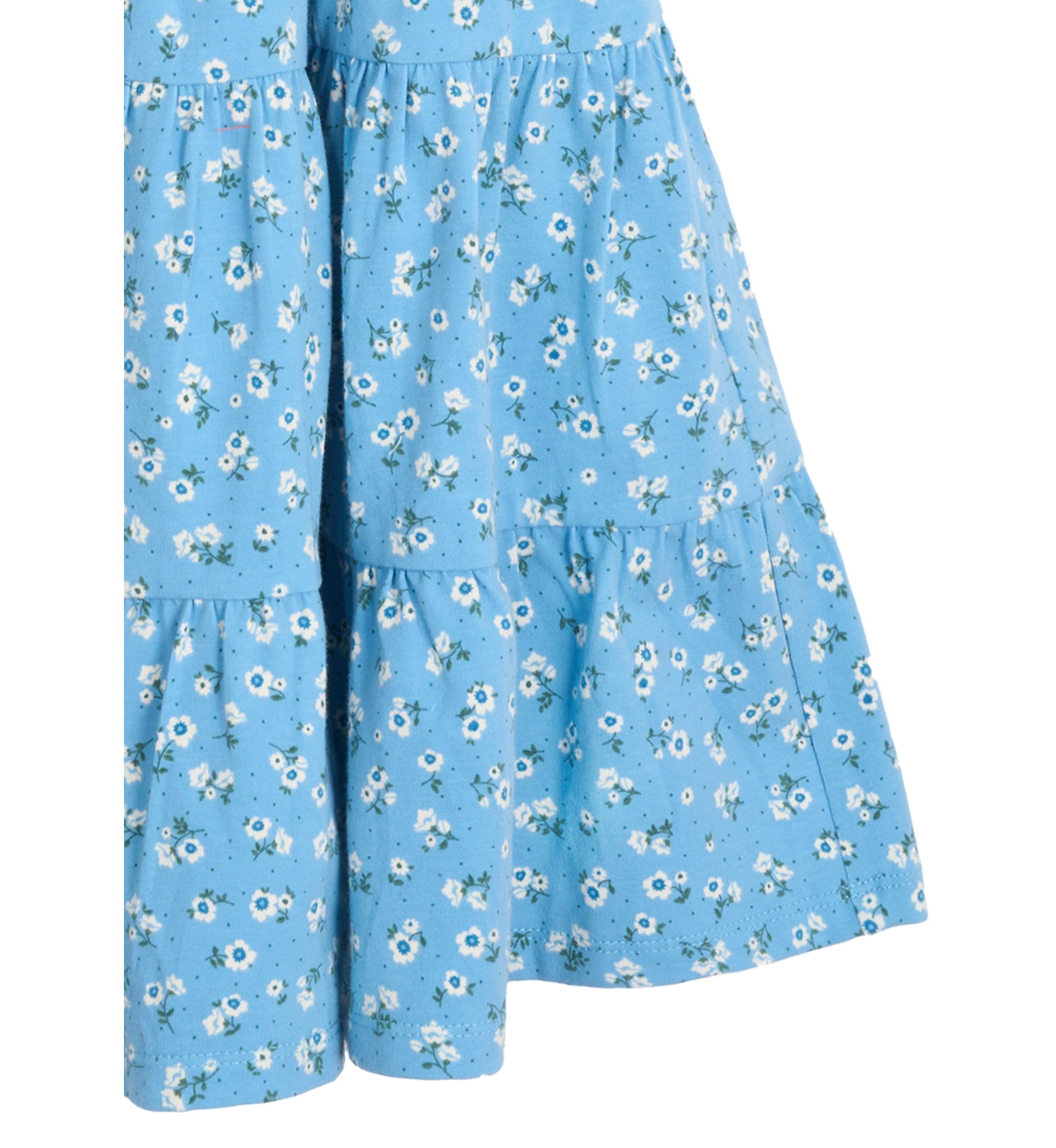 Girls 7-16 Floral Printed Knit Smocked Puff Sleeve Dress