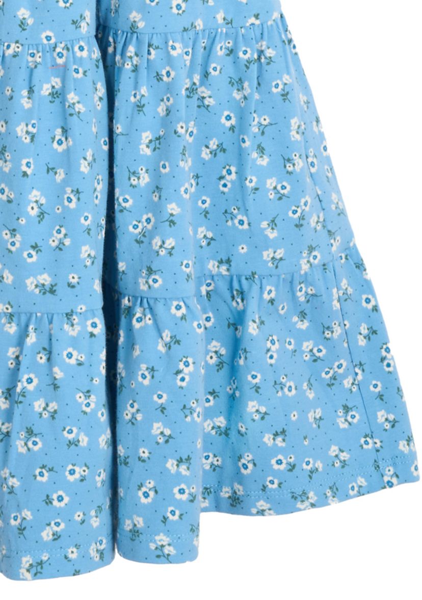 Girls 7-16 Floral Printed Knit Smocked Puff Sleeve Dress