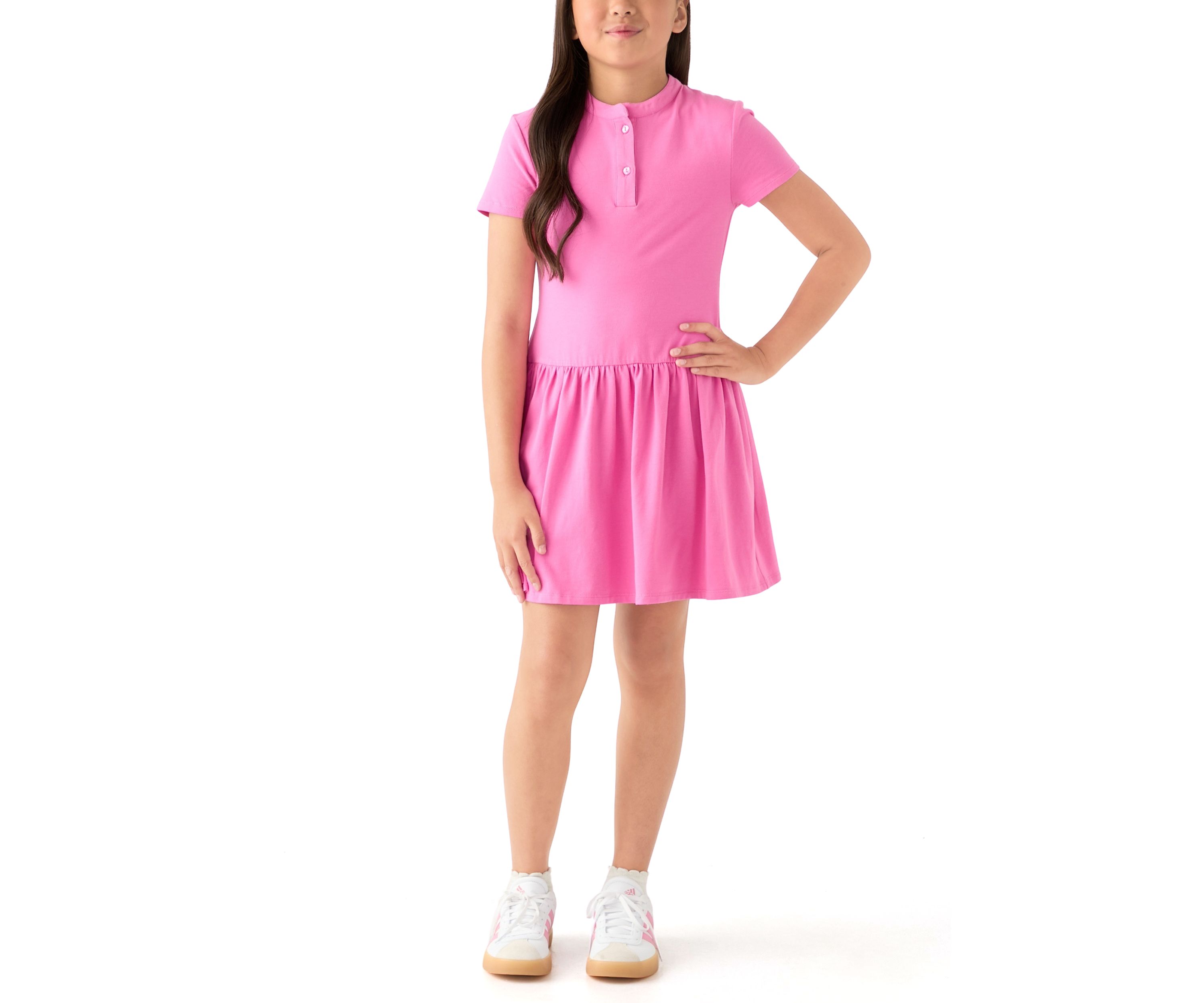 Girls 7-16 Drop Waist Henley Dress