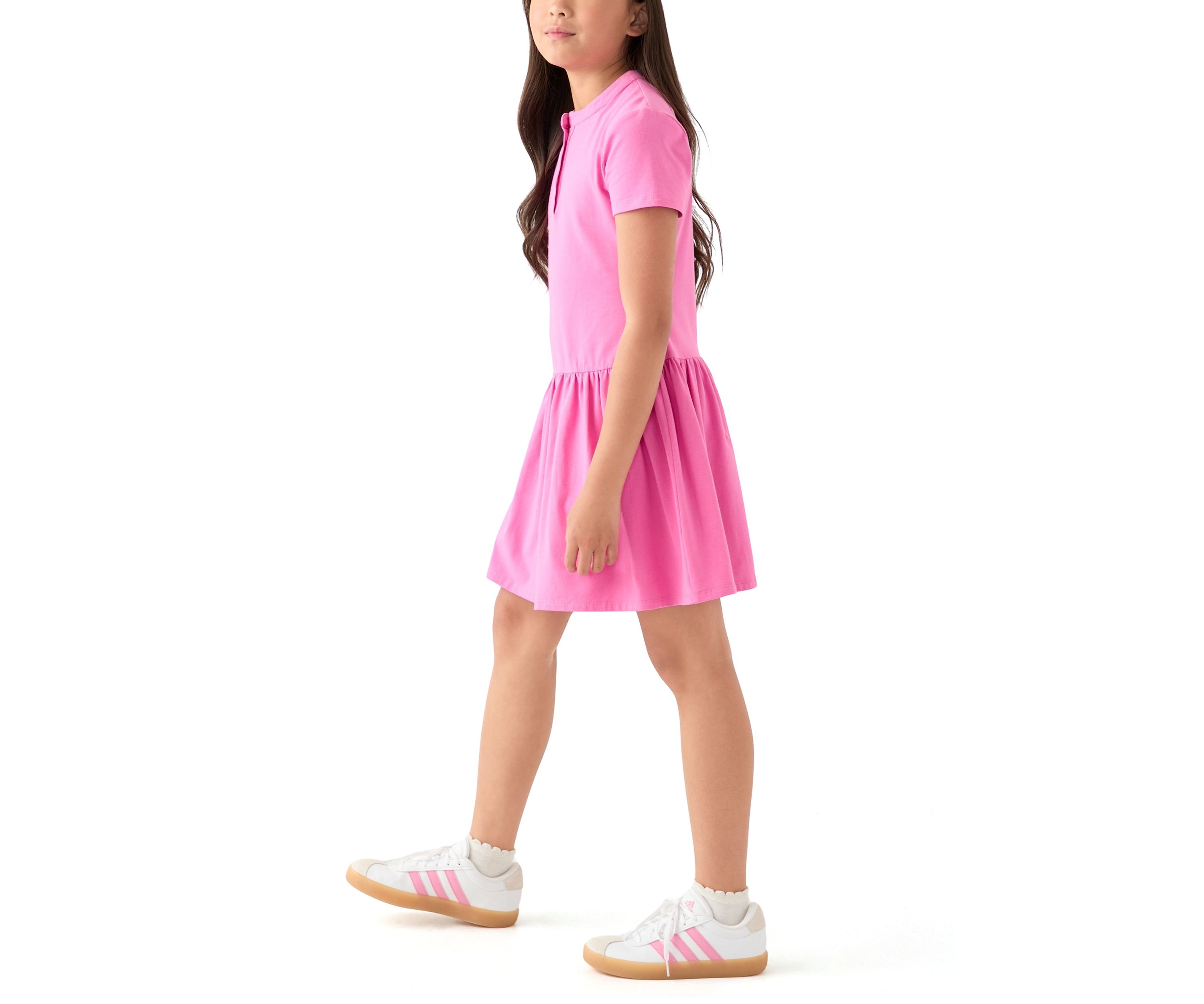 Girls 7-16 Drop Waist Henley Dress