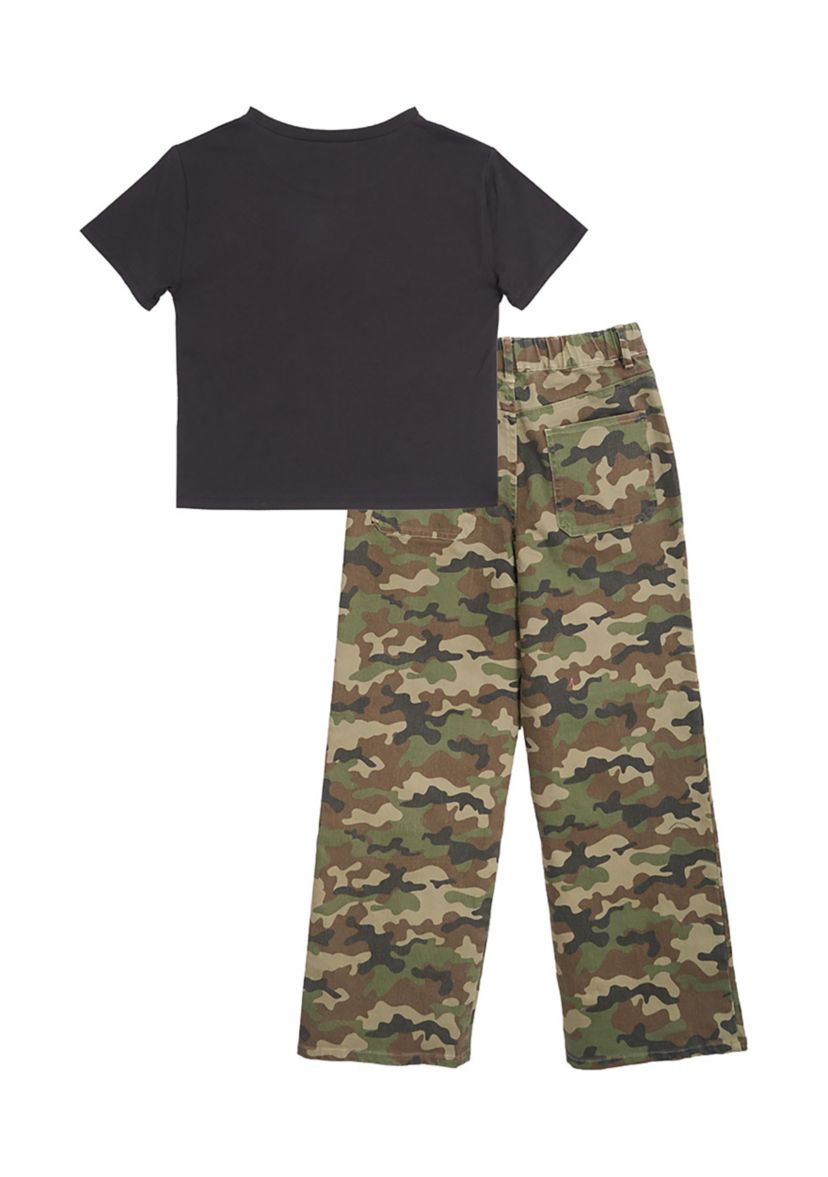 Girls 7-16 Rockstar Graphic T-Shirt and Camo Pants Set
