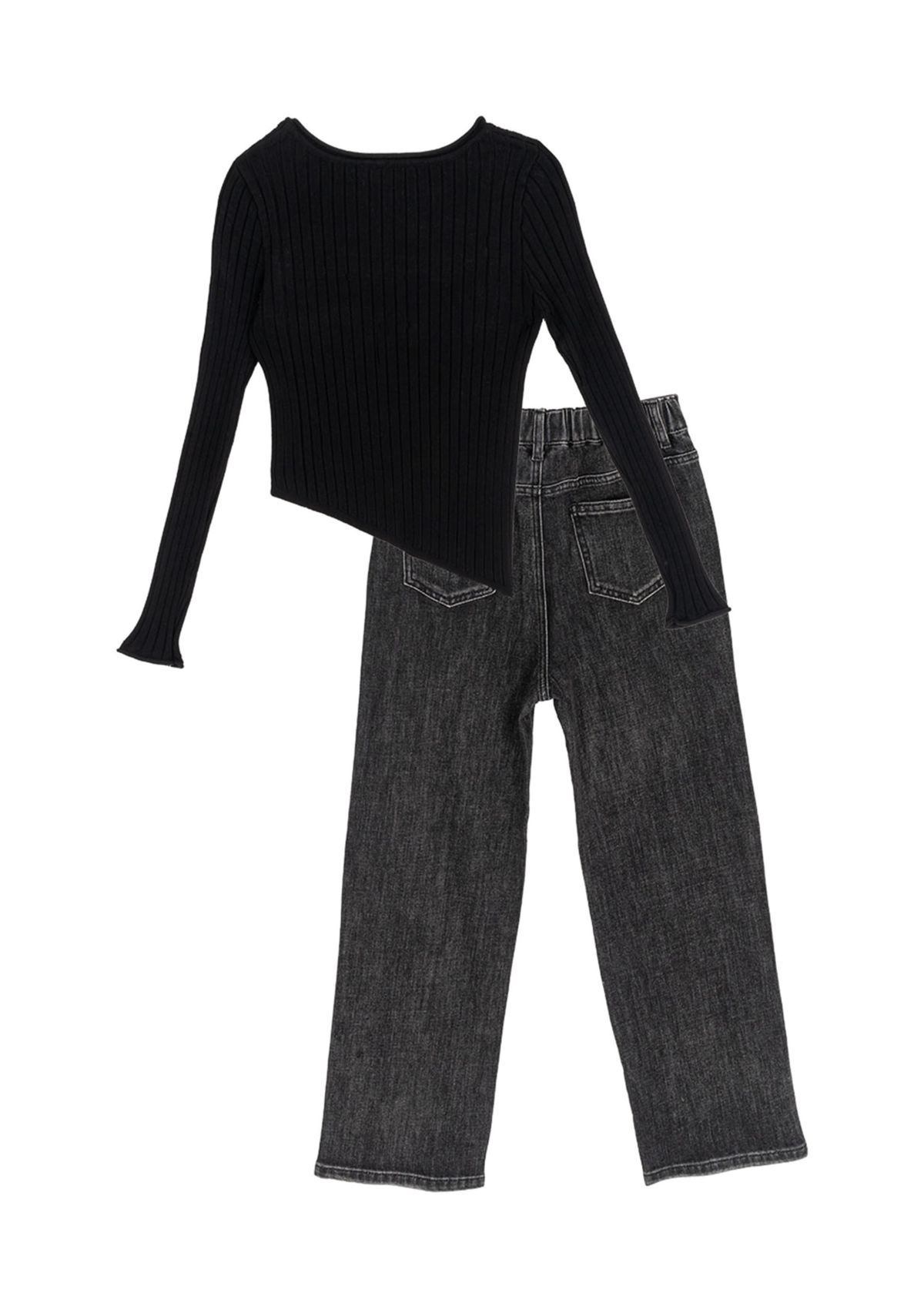 Girls 7-16 Asymmetric Top and Bedazzled Jeans Set
