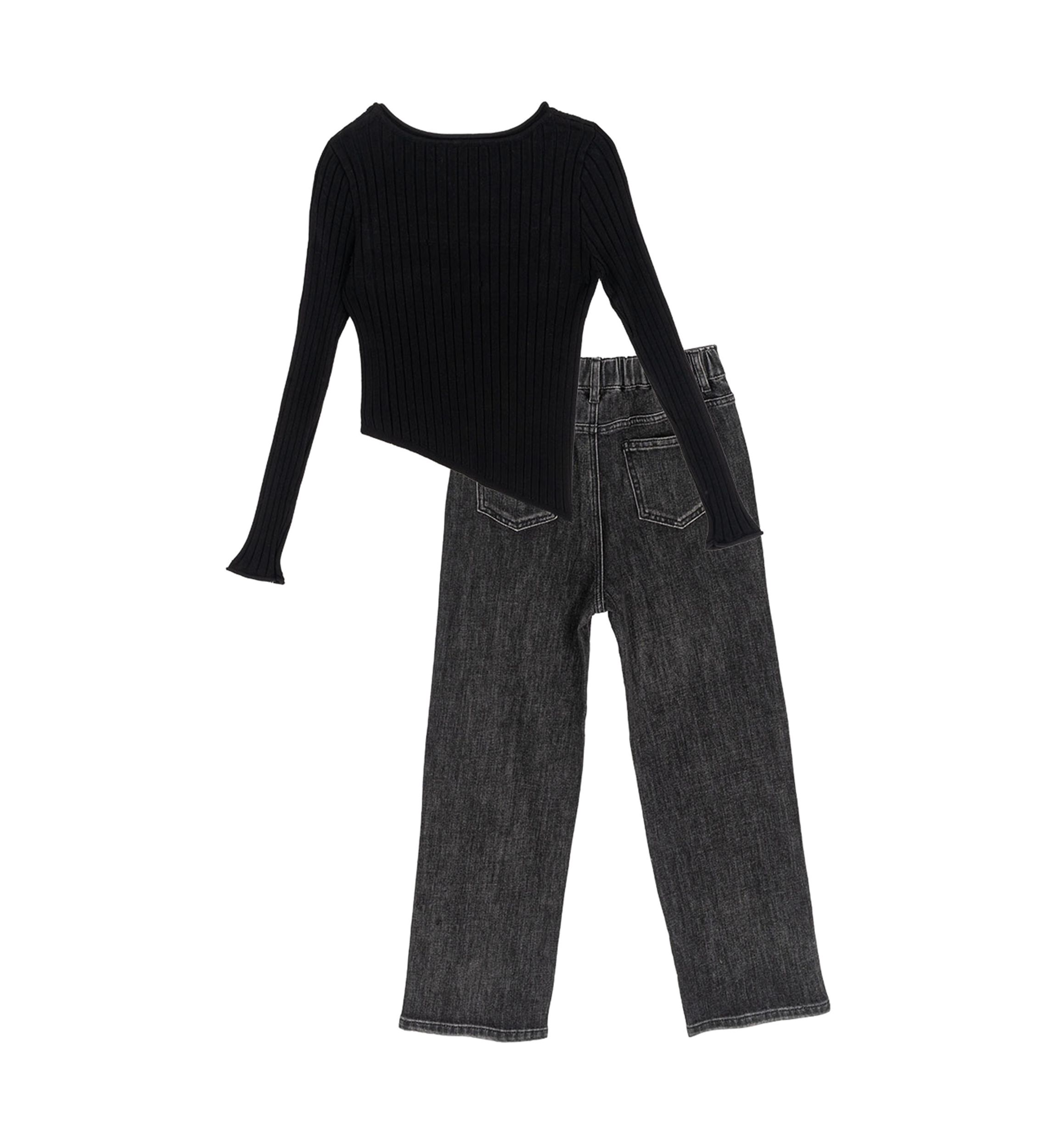 Girls 7-16 Asymmetric Top and Bedazzled Jeans Set