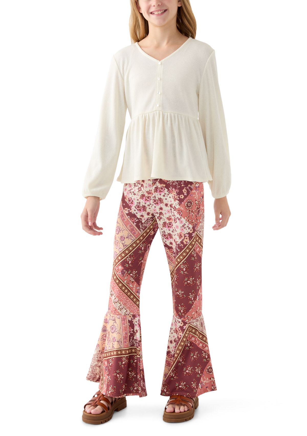 Girls 7-16 Ivy Babydoll Patch Flare Set