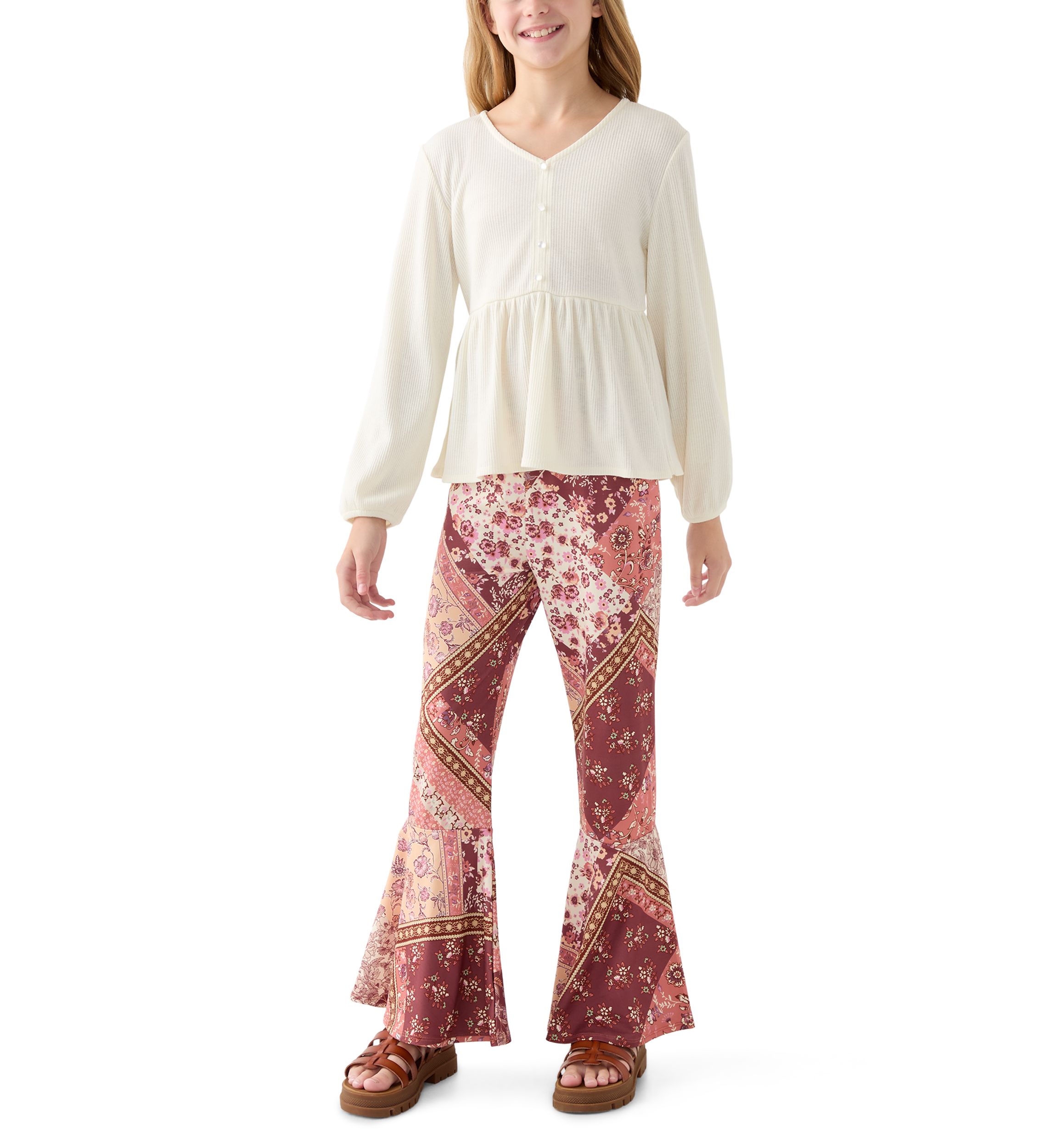 Girls 7-16 Ivy Babydoll Patch Flare Set