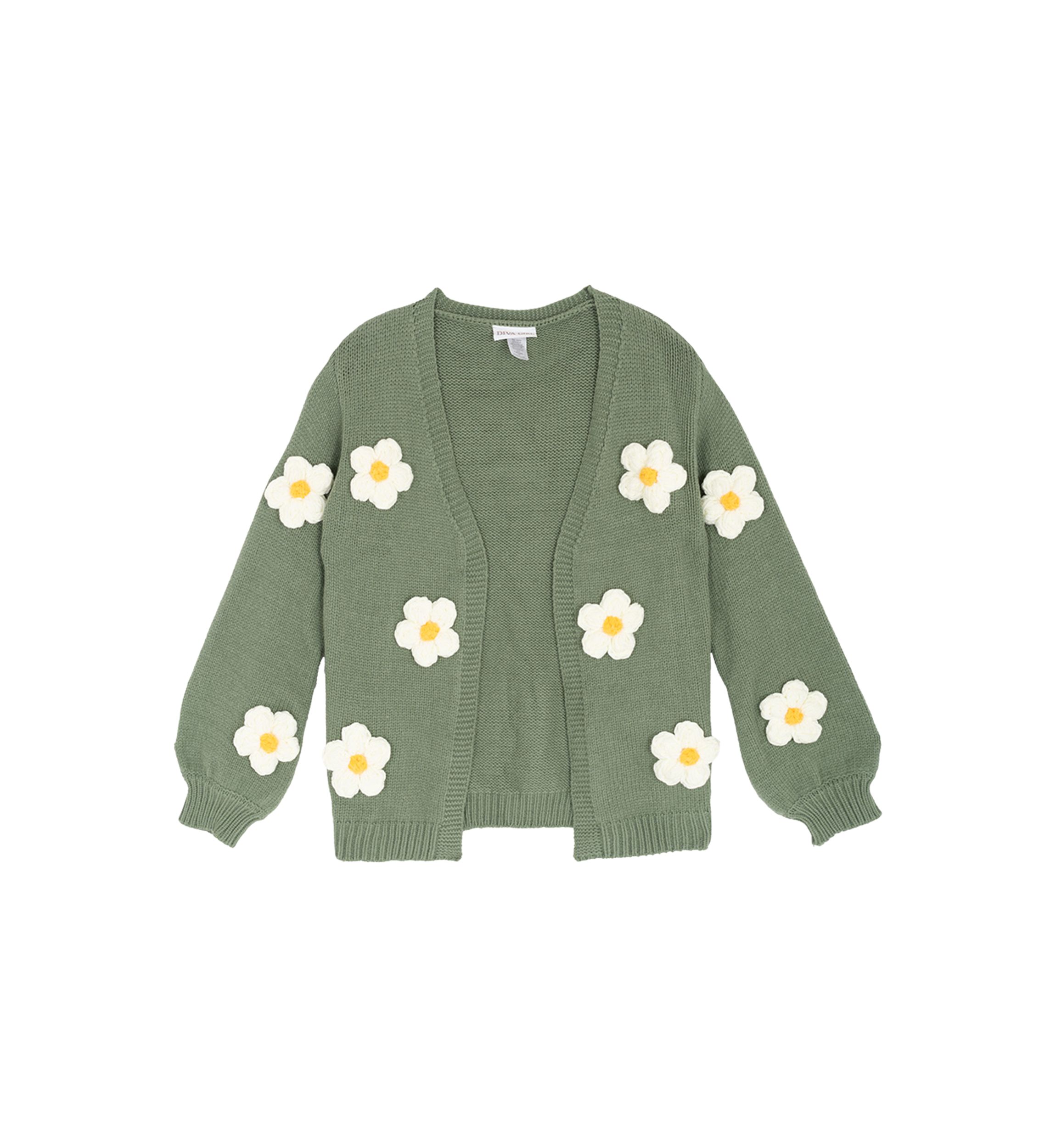 Girls 7-16 3D Flower Knit Cardigan 