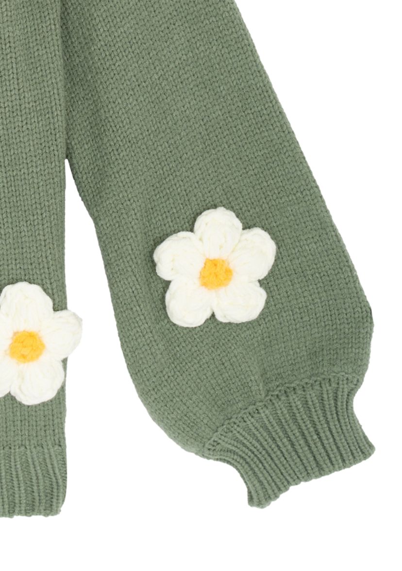 Girls 7-16 3D Flower Knit Cardigan 