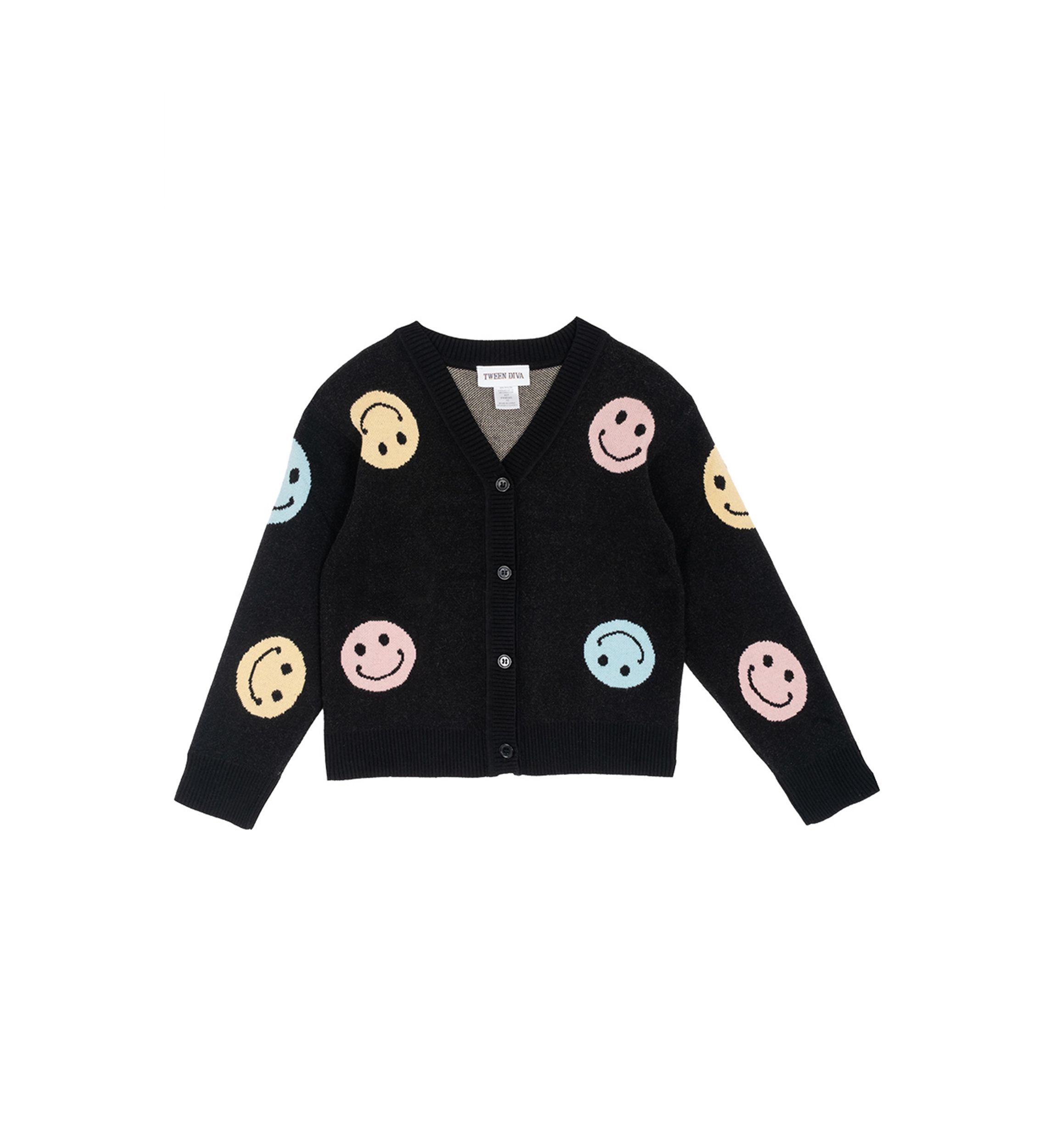 Girls 7-16 Smiley Print Cardigan 
