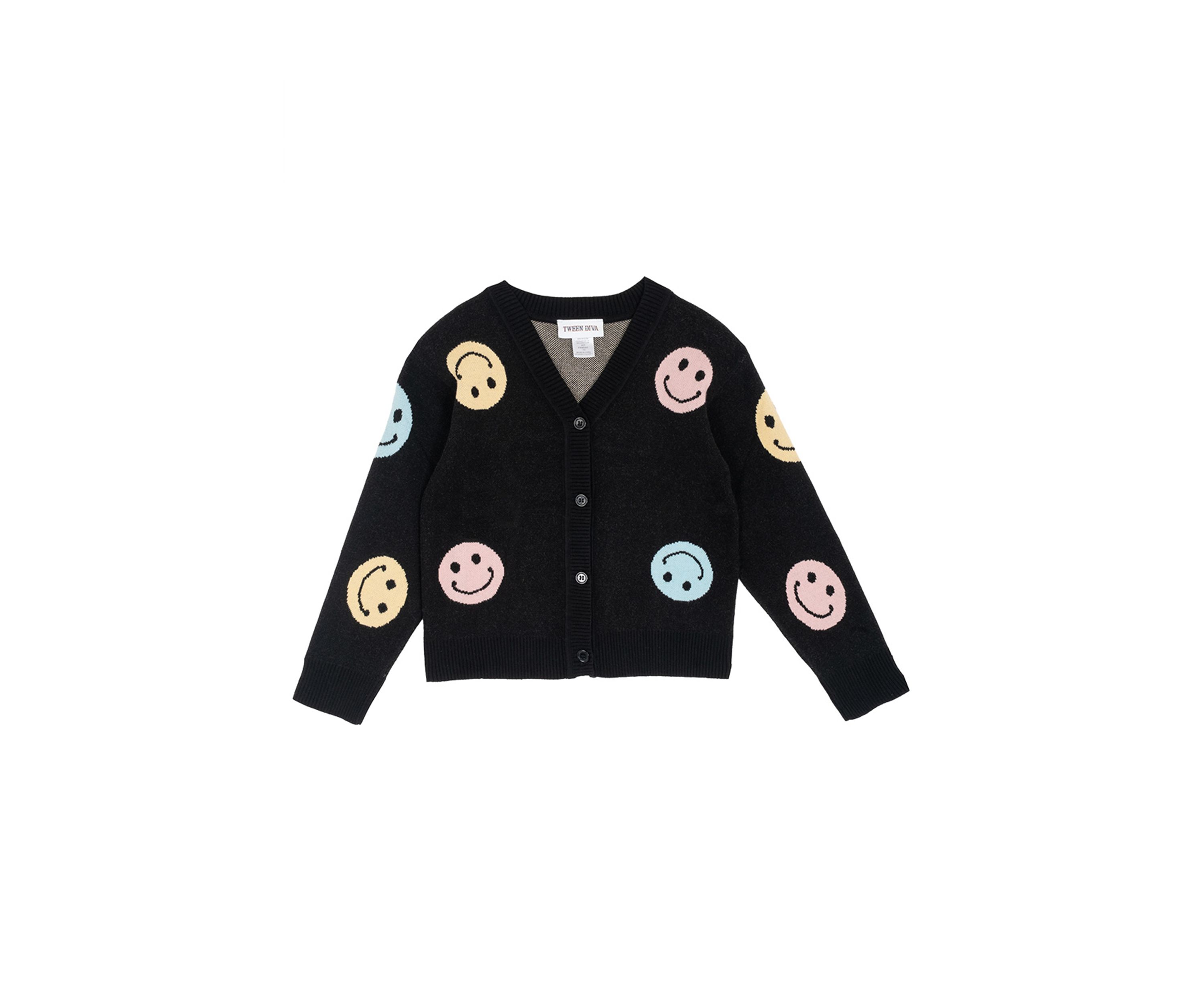 Girls 7-16 Smiley Print Cardigan 