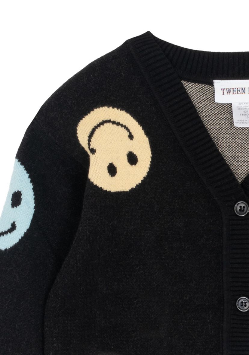 Girls 7-16 Smiley Print Cardigan 