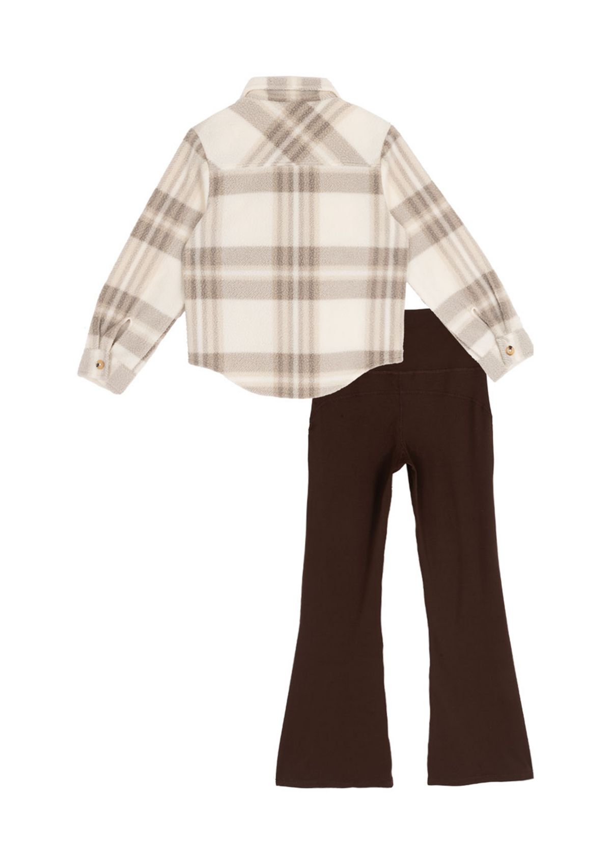 Girls 7-16 Plaid Shacket and Flare Legging Set 