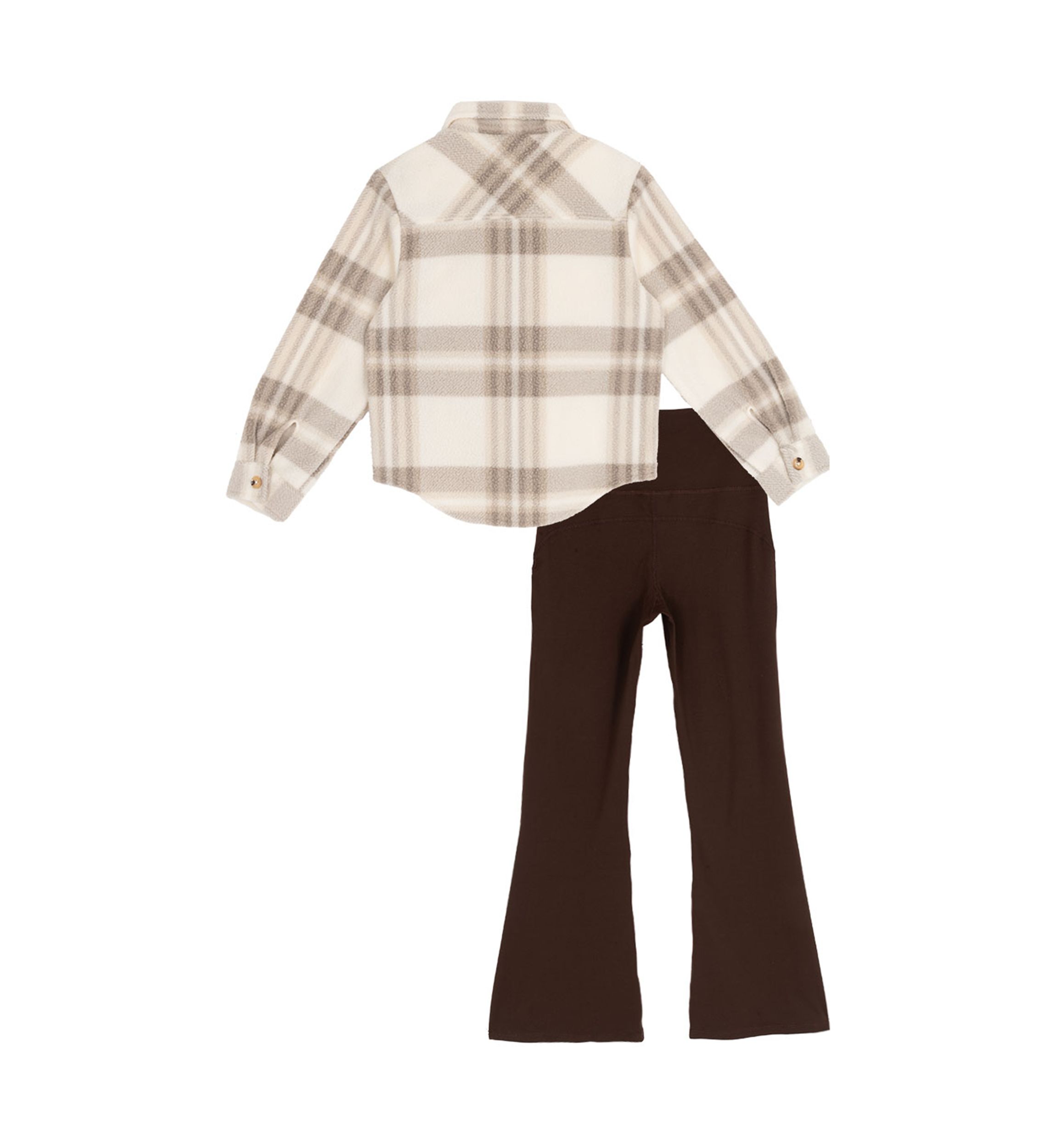 Girls 7-16 Plaid Shacket and Flare Legging Set 