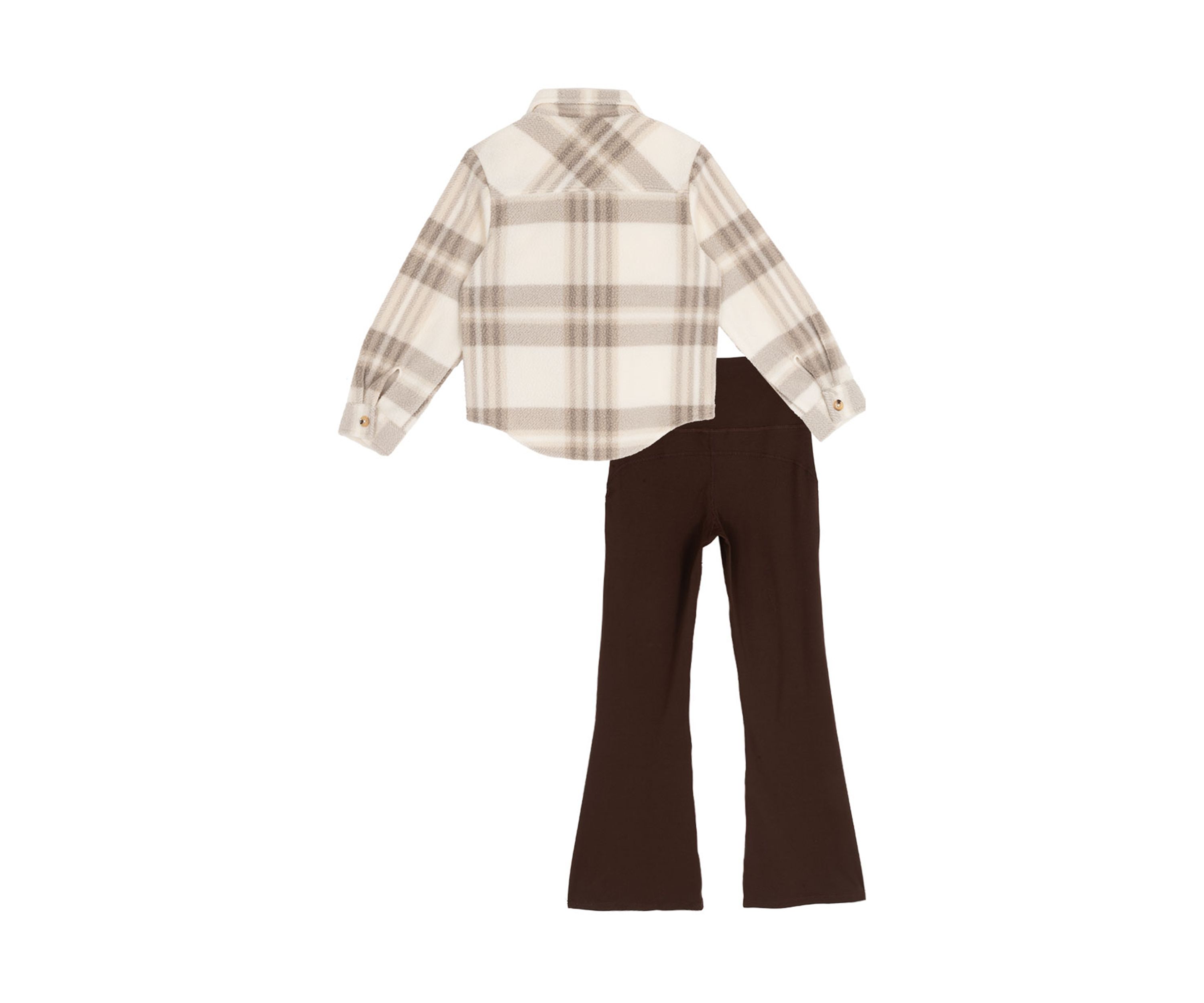 Girls 7-16 Plaid Shacket and Flare Legging Set 