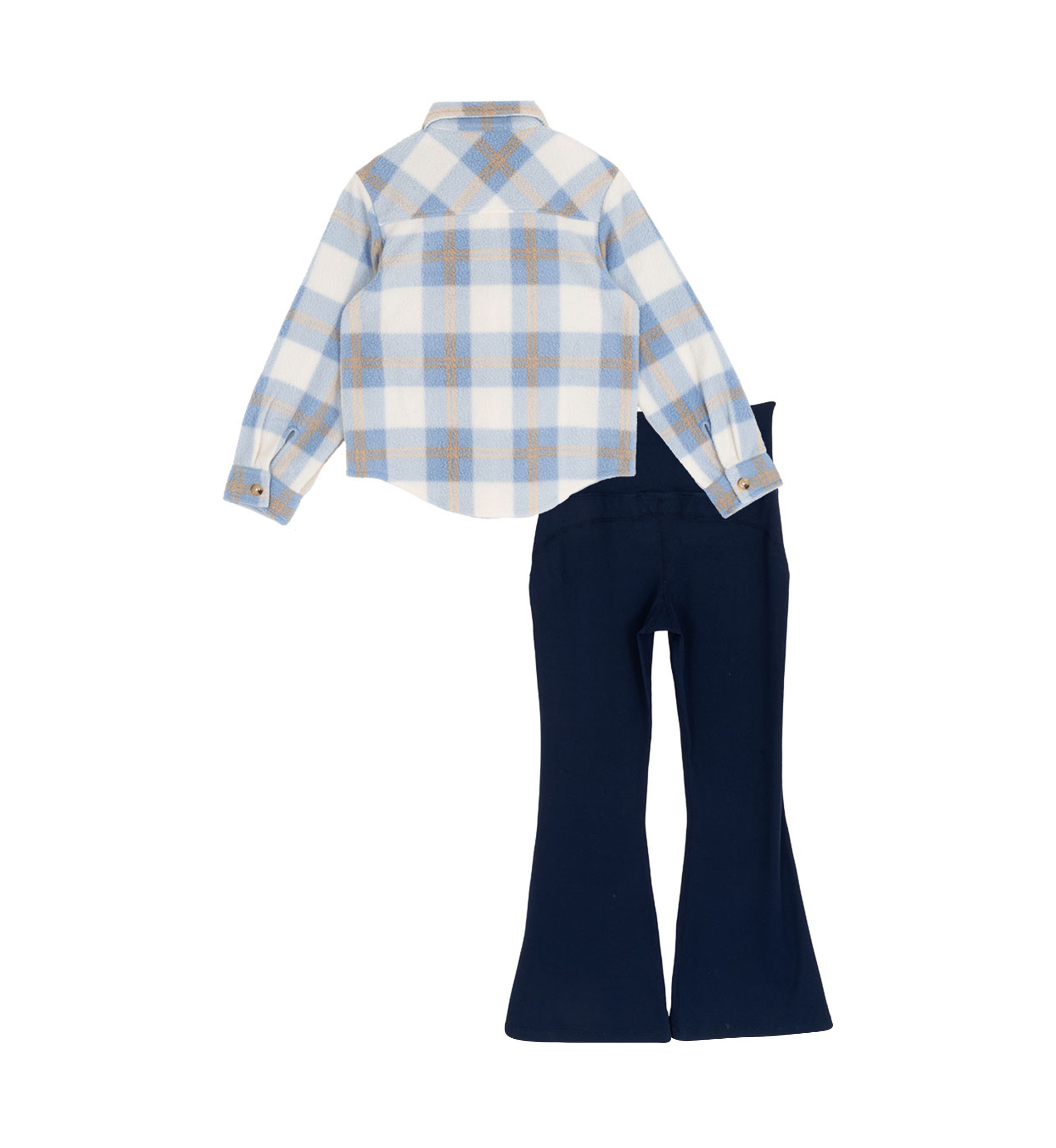 Girls 7-16 Plaid Shacket and Flare Legging Set