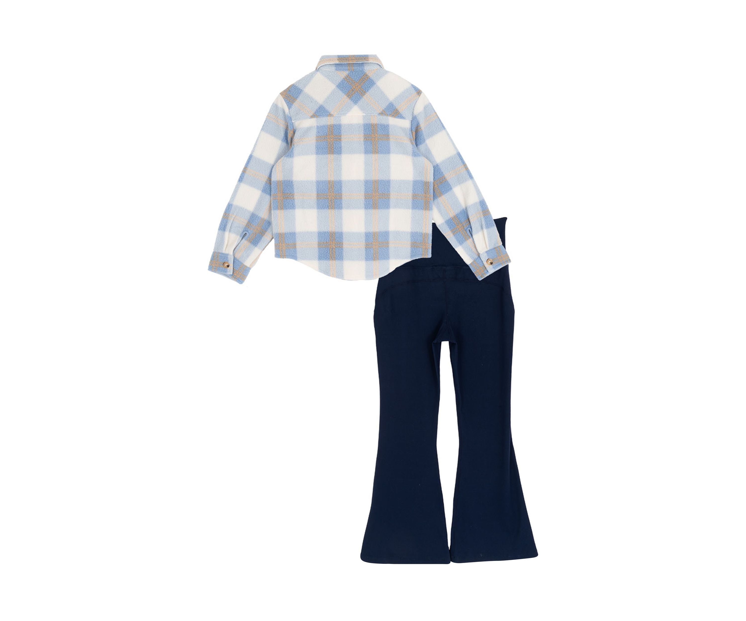 Girls 7-16 Plaid Shacket and Flare Legging Set