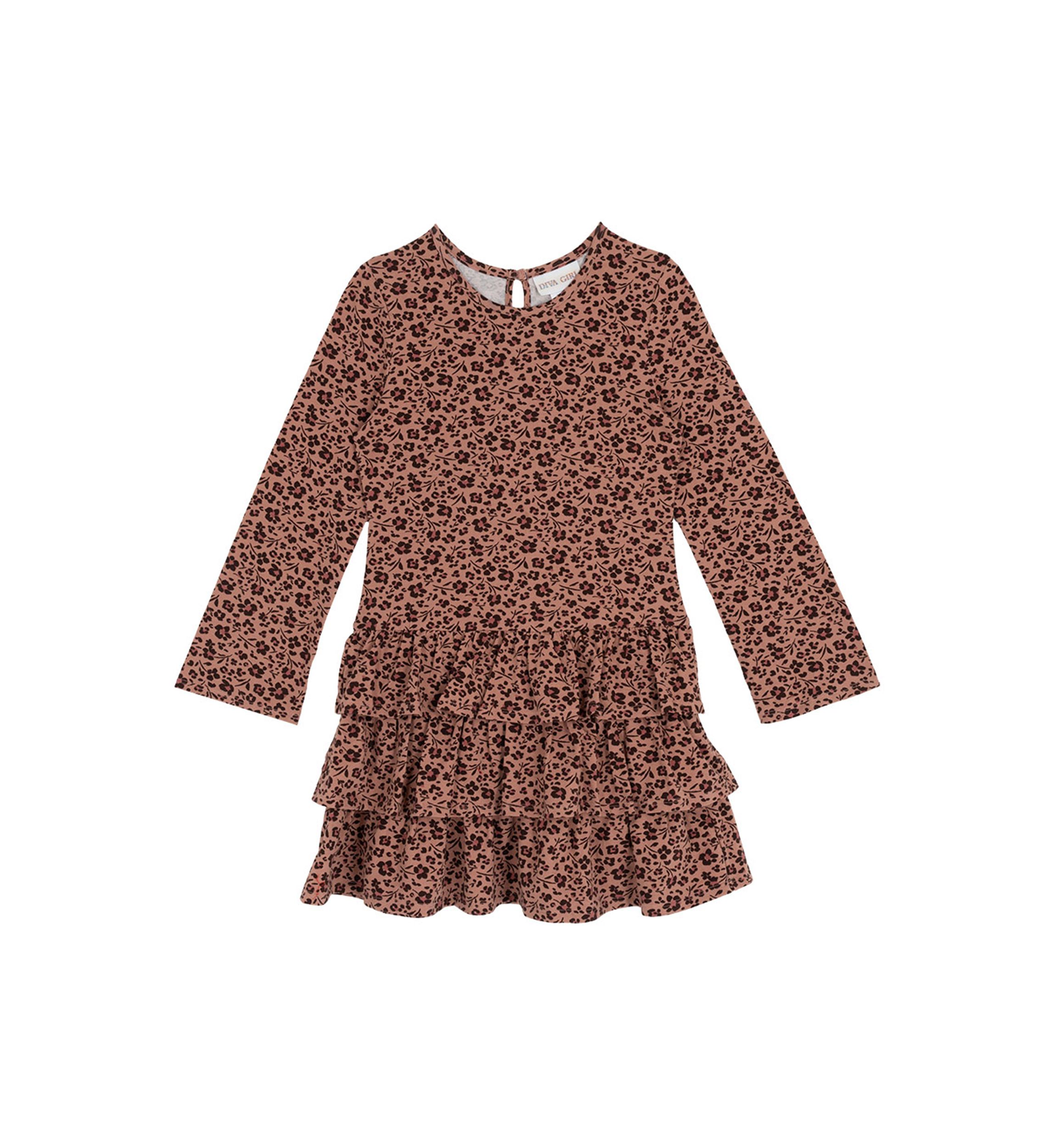 Girls 7-16 Long Sleeve Tiered Printed Dress
