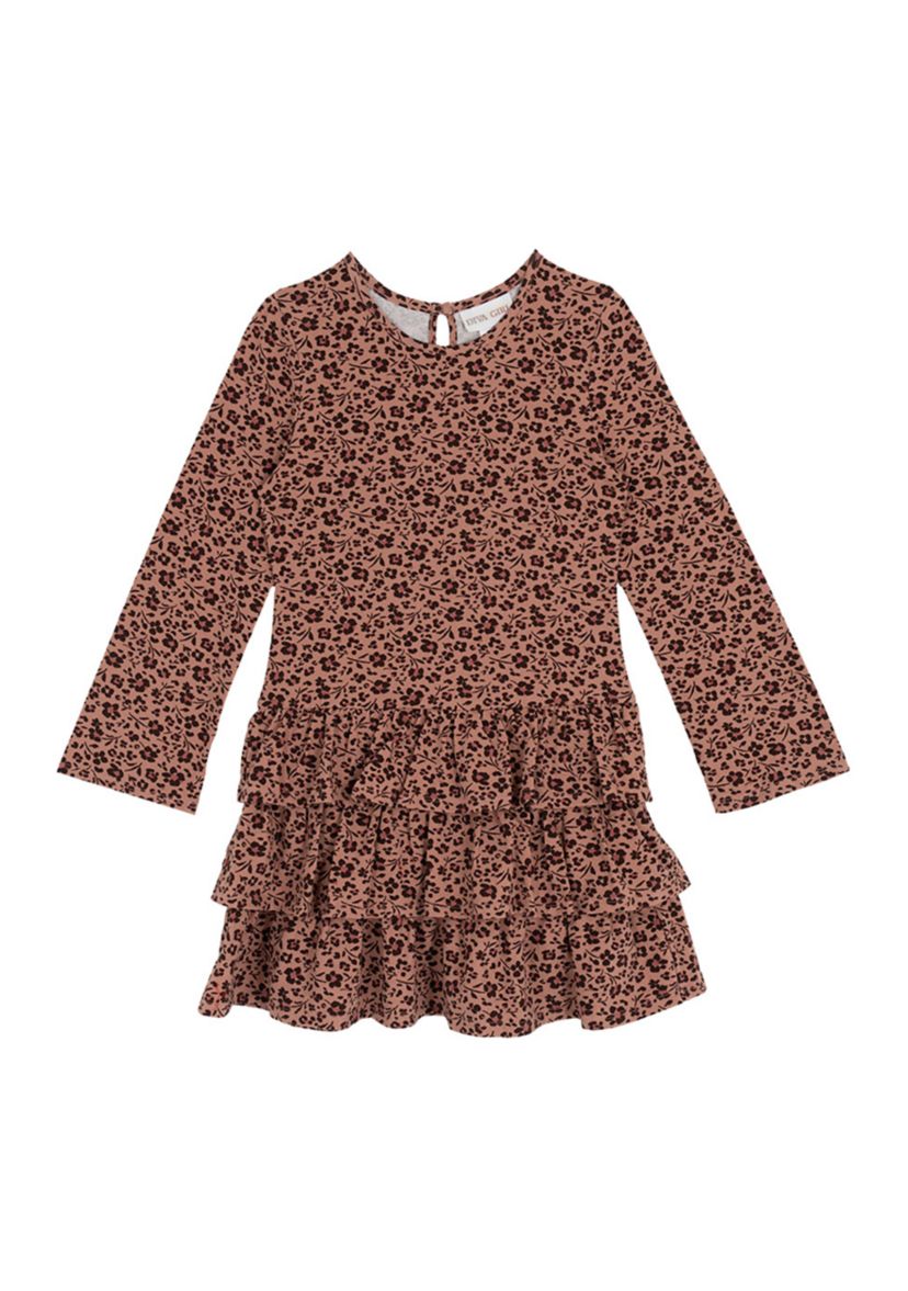 Girls 7-16 Long Sleeve Tiered Printed Dress