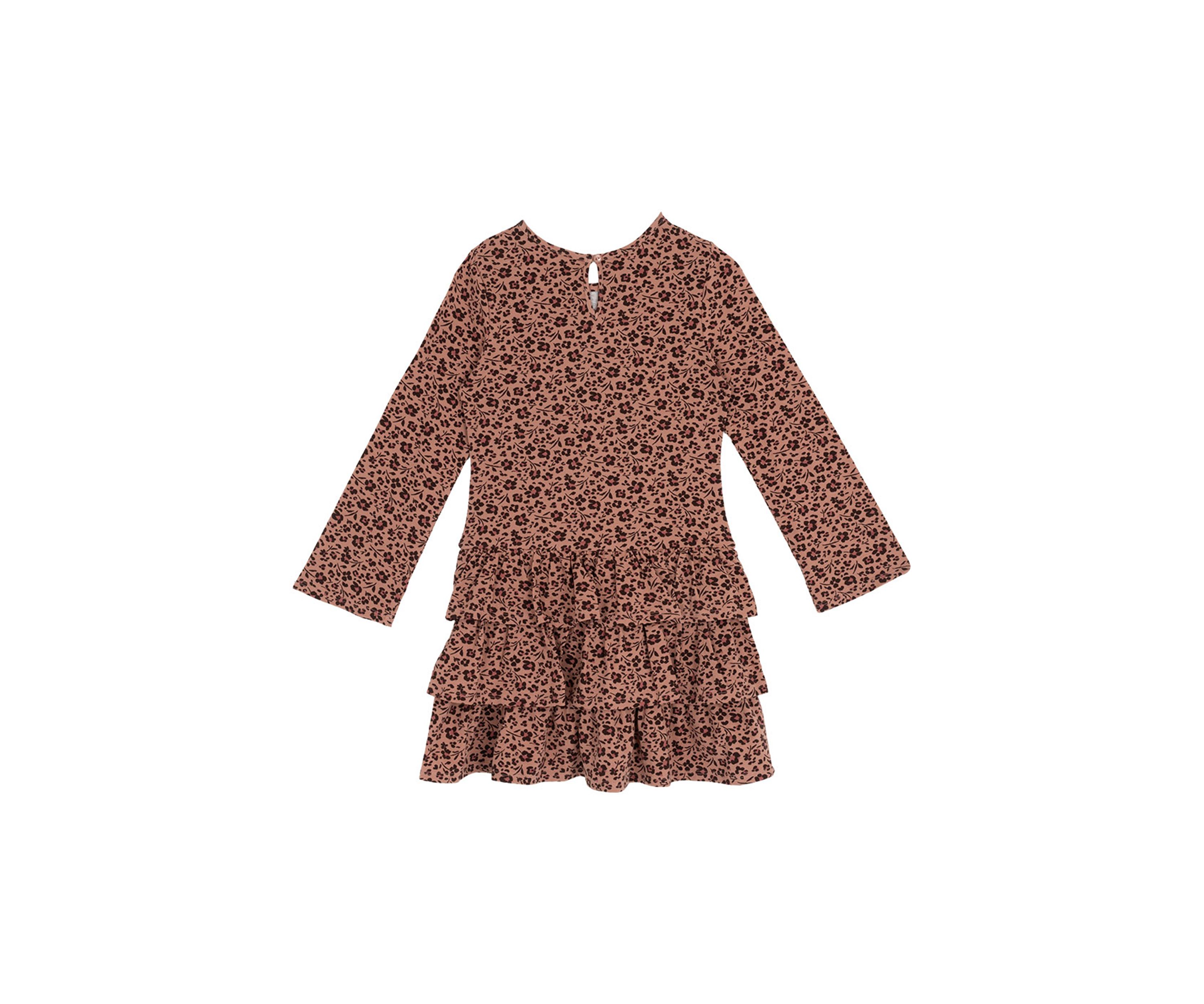 Girls 7-16 Long Sleeve Tiered Printed Dress