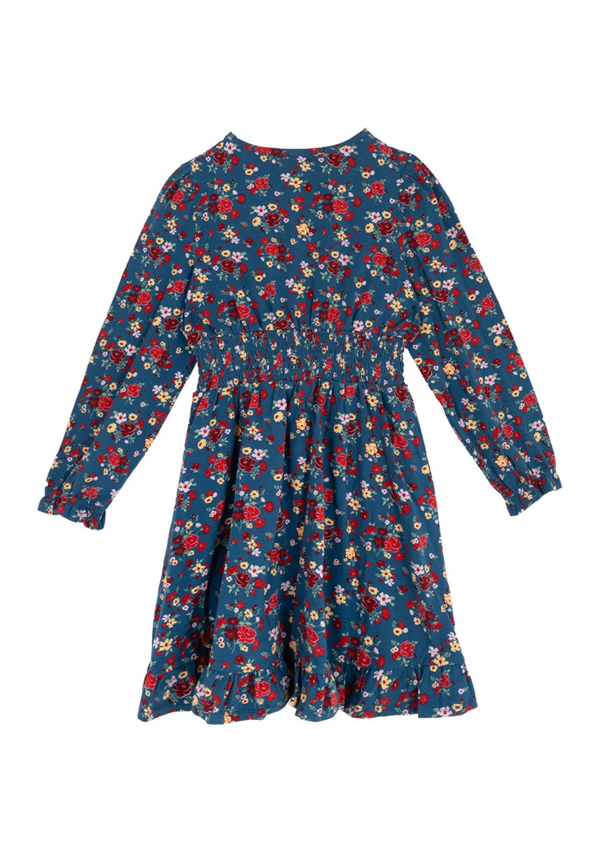 Girls 7-16 Long Sleeve Smock Waist Dress