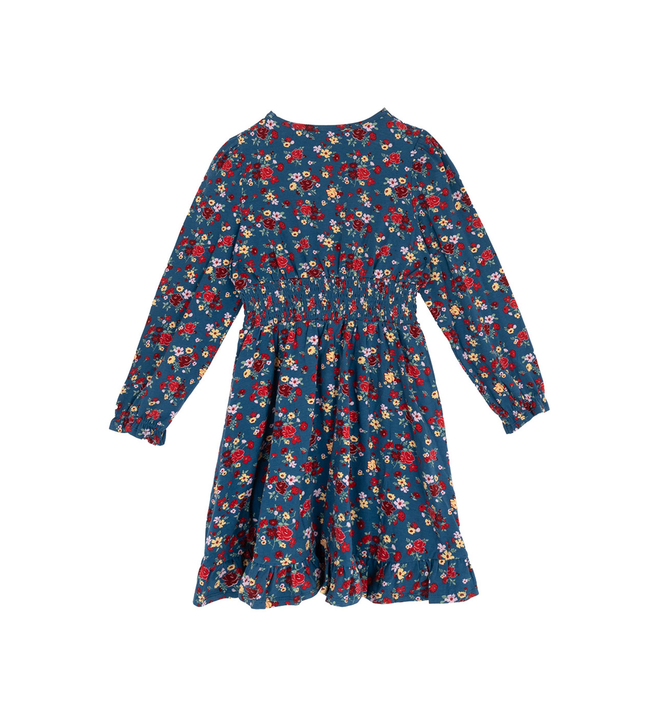 Girls 7-16 Long Sleeve Smock Waist Dress