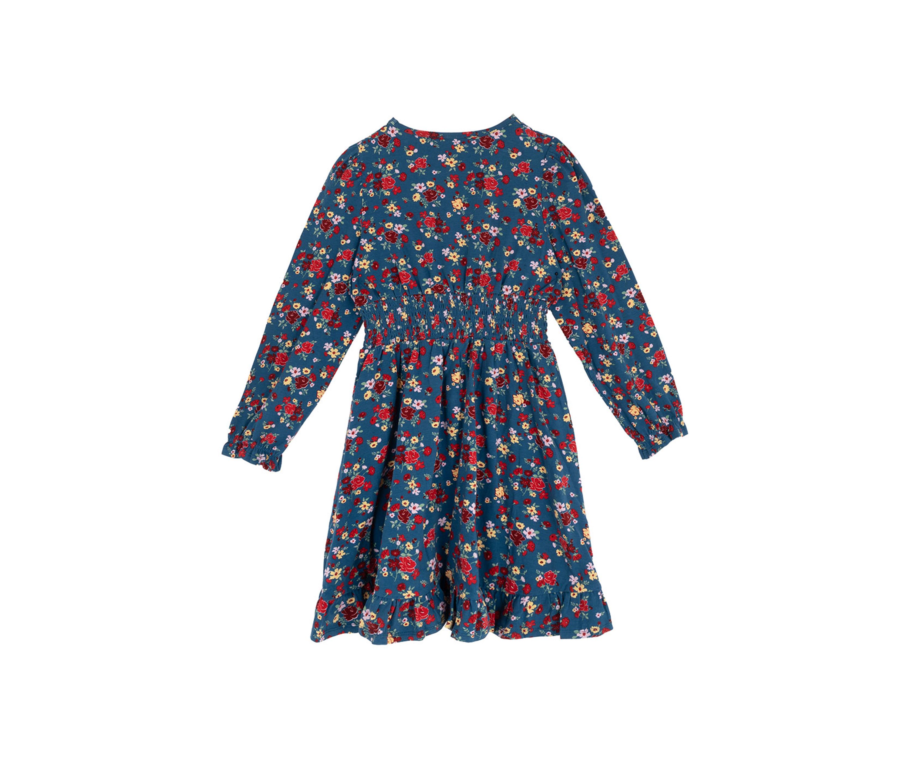 Girls 7-16 Long Sleeve Smock Waist Dress