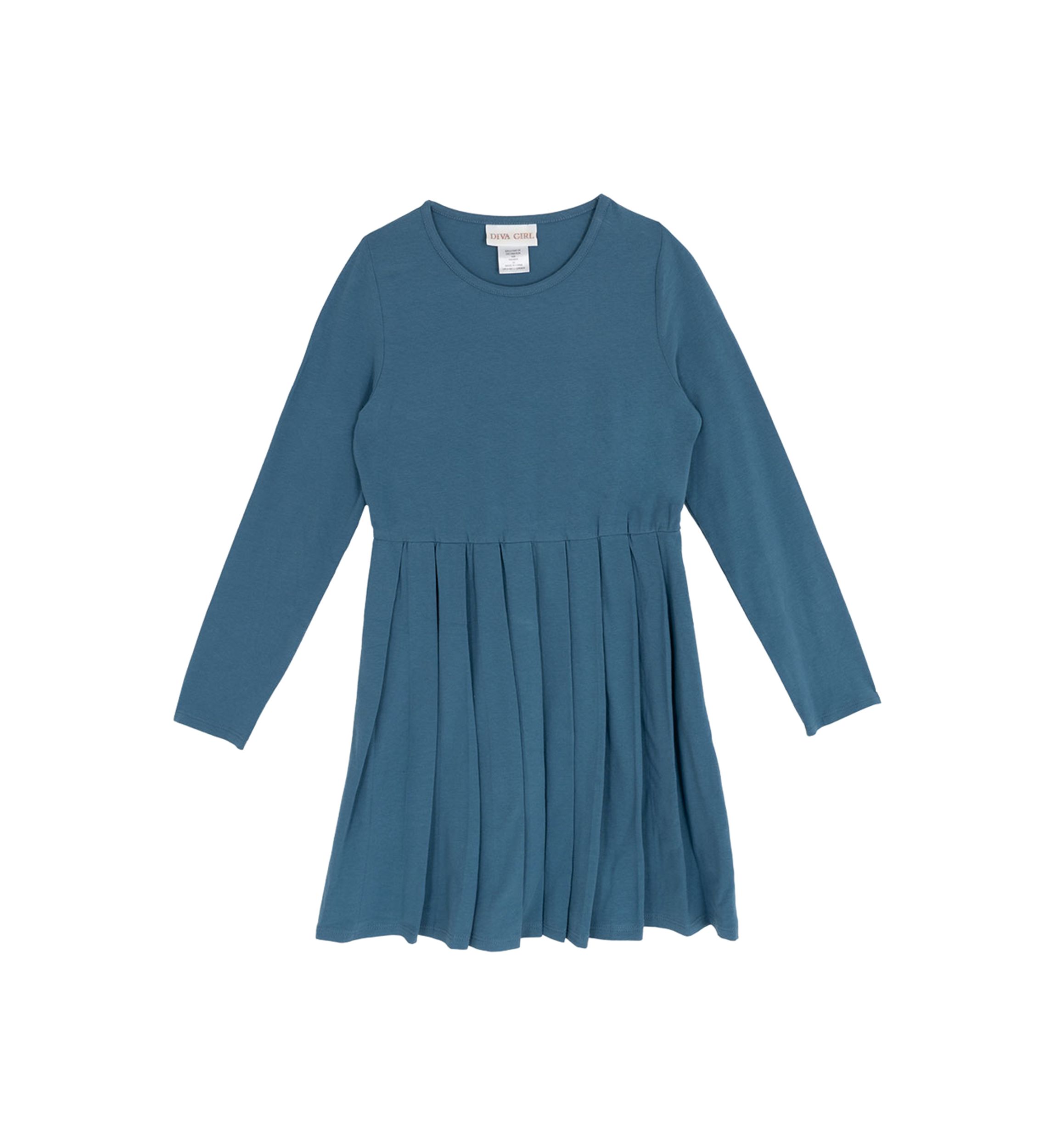 Girls 7-16 Long Sleeve Pleated Dress