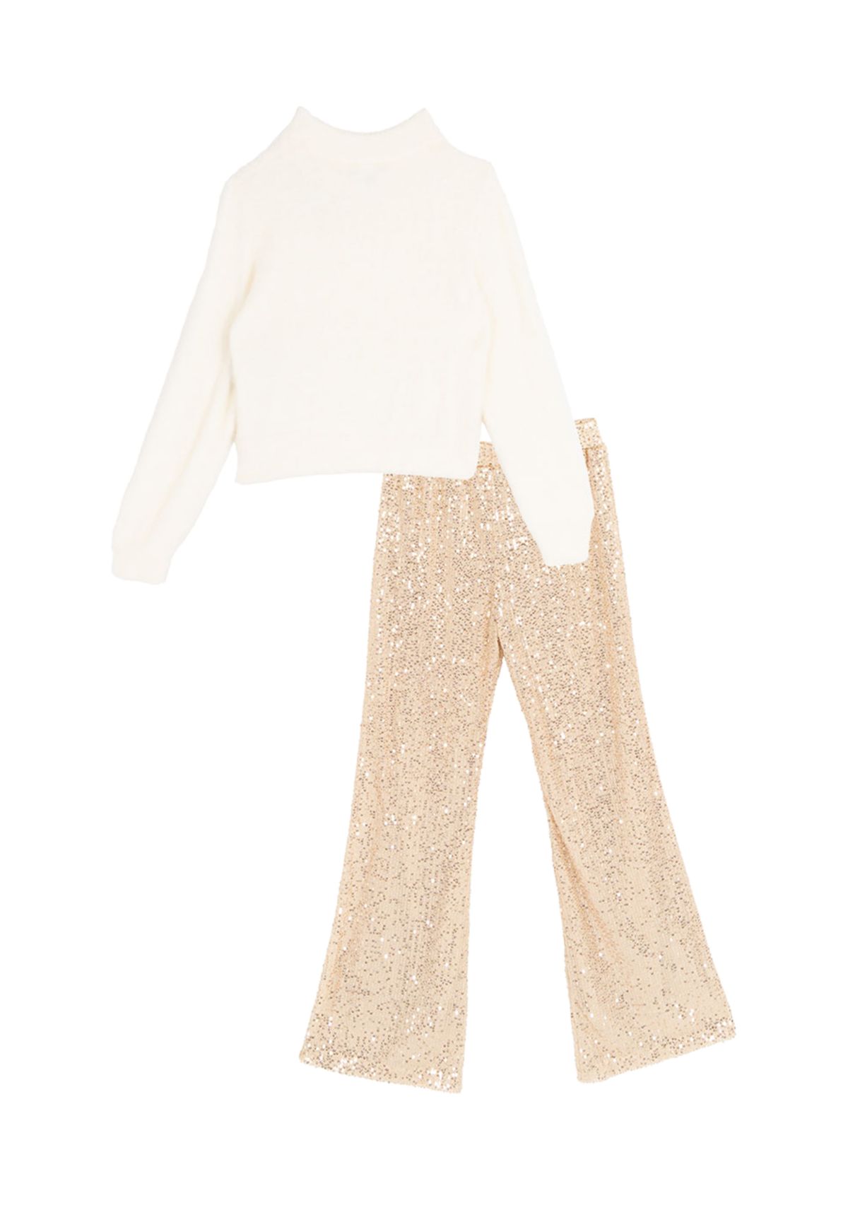 Girls 7-16 Sequin Sweater, Sequin Flare Legging and Headband Set