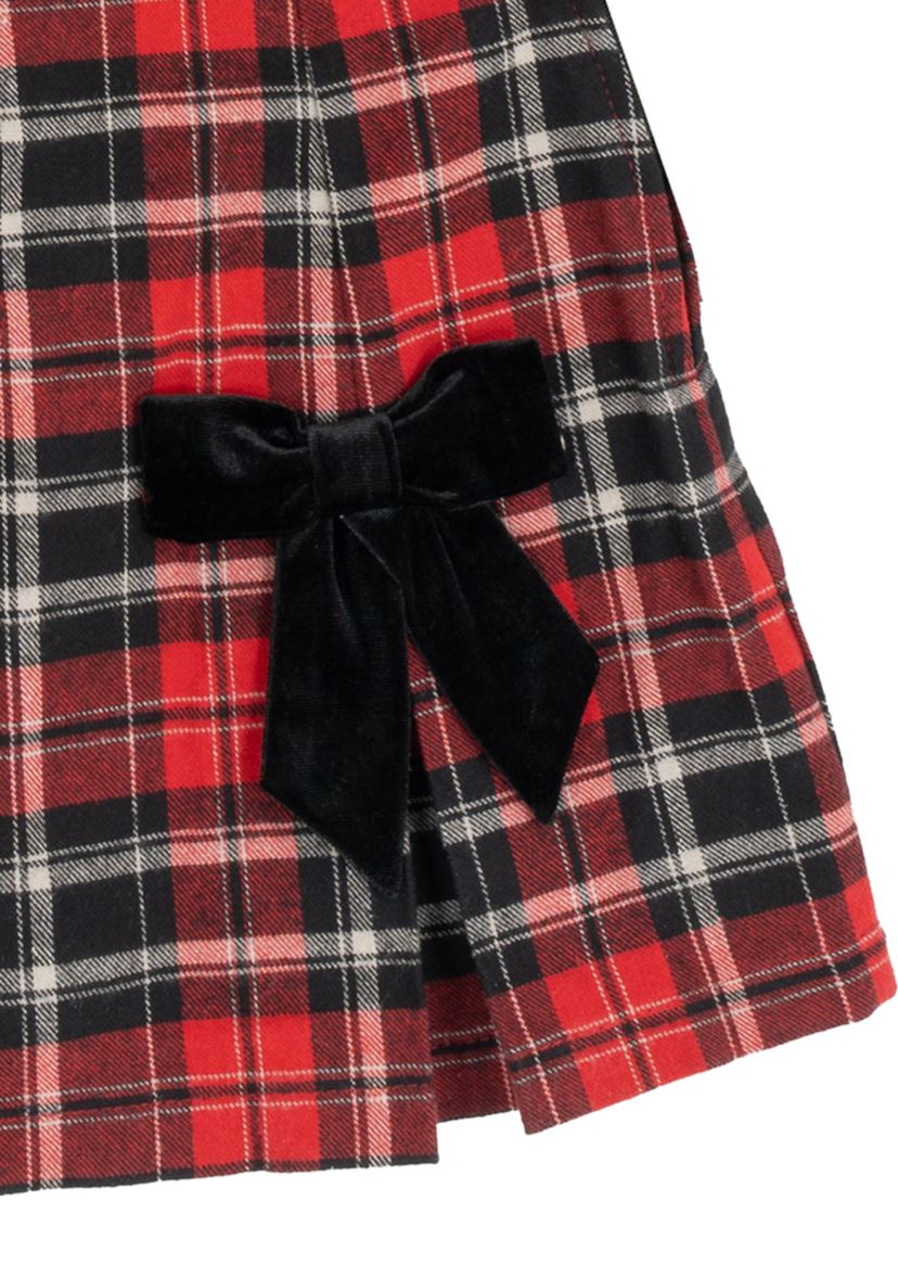 Girls 7-16 Fuzzy Sweater and Plaid Skirt Set 