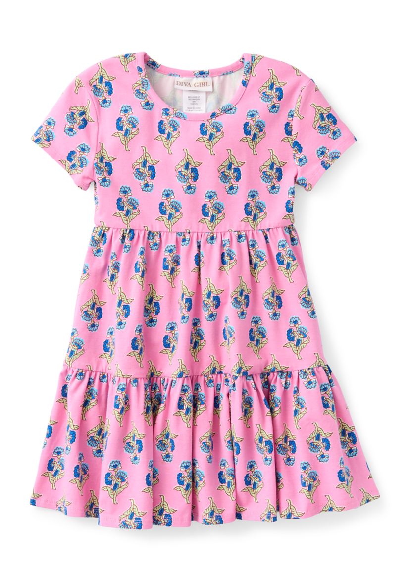 Tween Diva Girls 4-6x Block Print Tiered Dress | Belk
