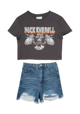 Girls 7-16 Free Spirit Graphic T-Shirt and Shorts Set