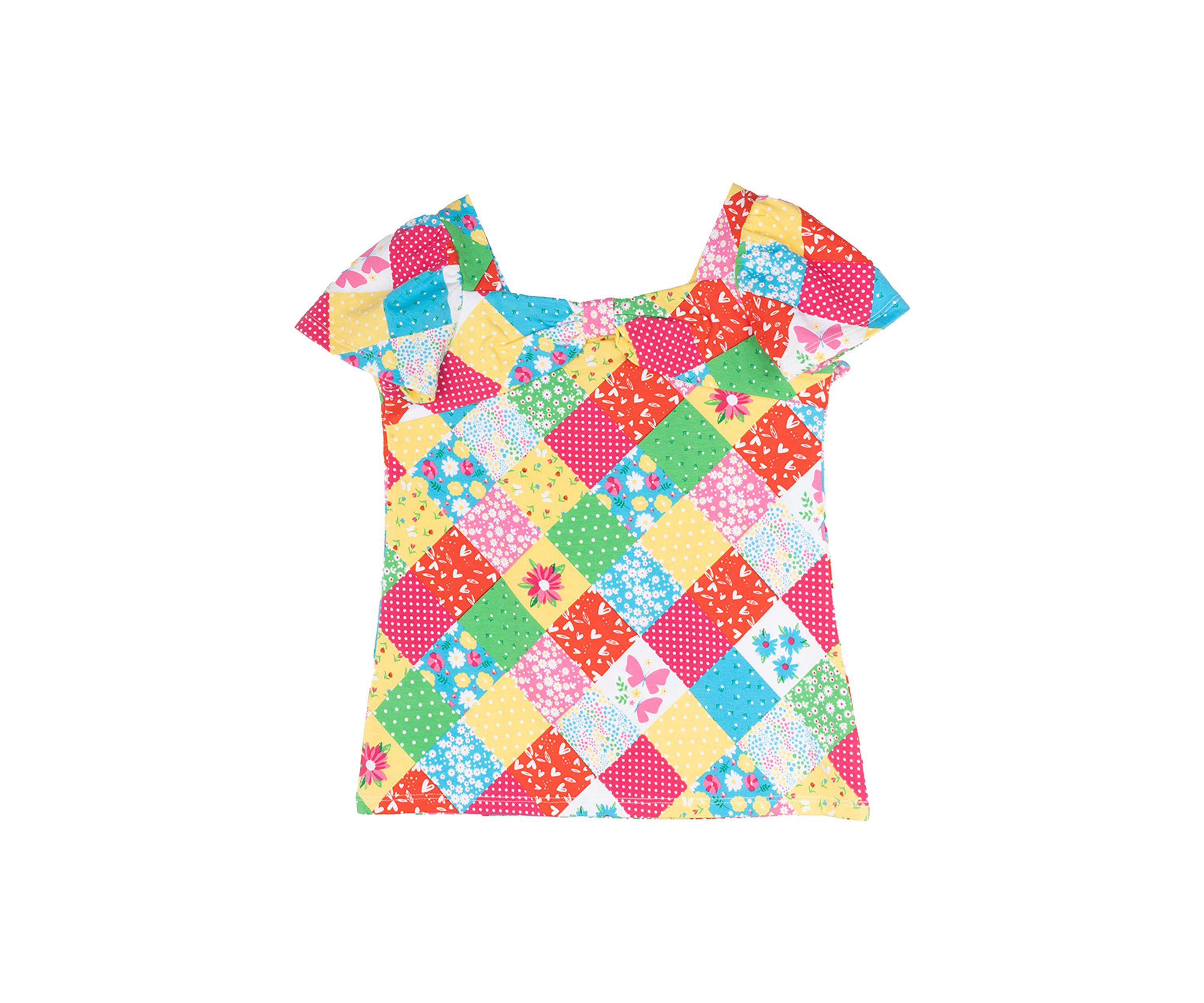 Girls 4-6x Short Sleeve Patchwork Top 