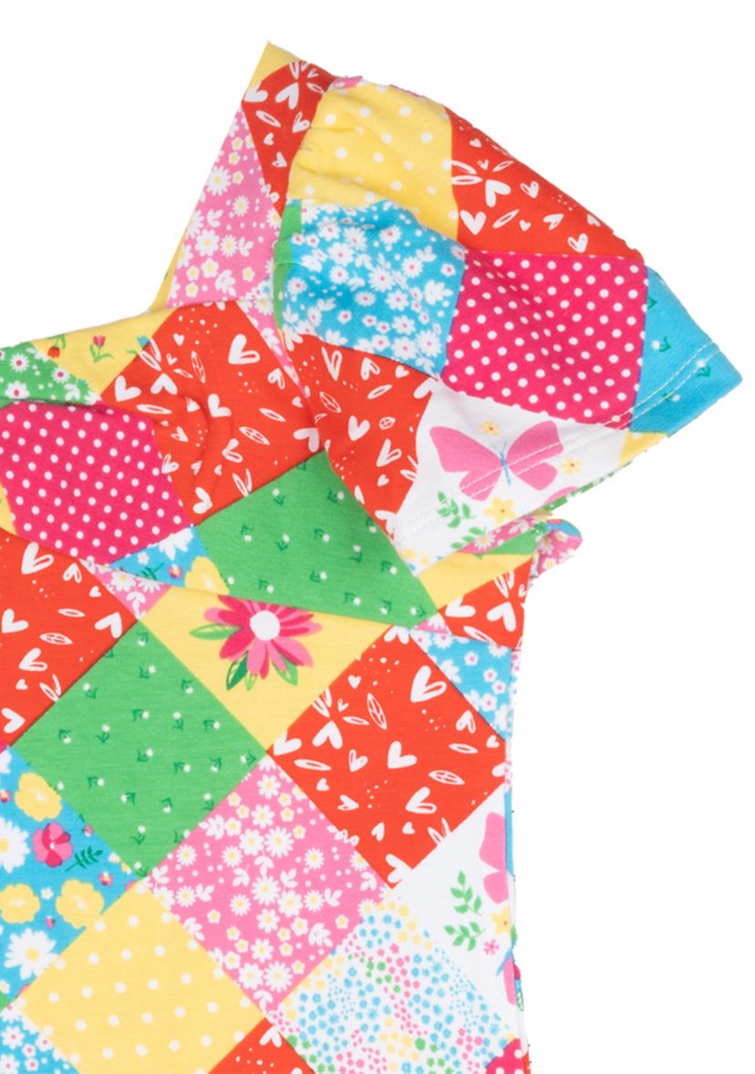 Girls 4-6x Short Sleeve Patchwork Top 