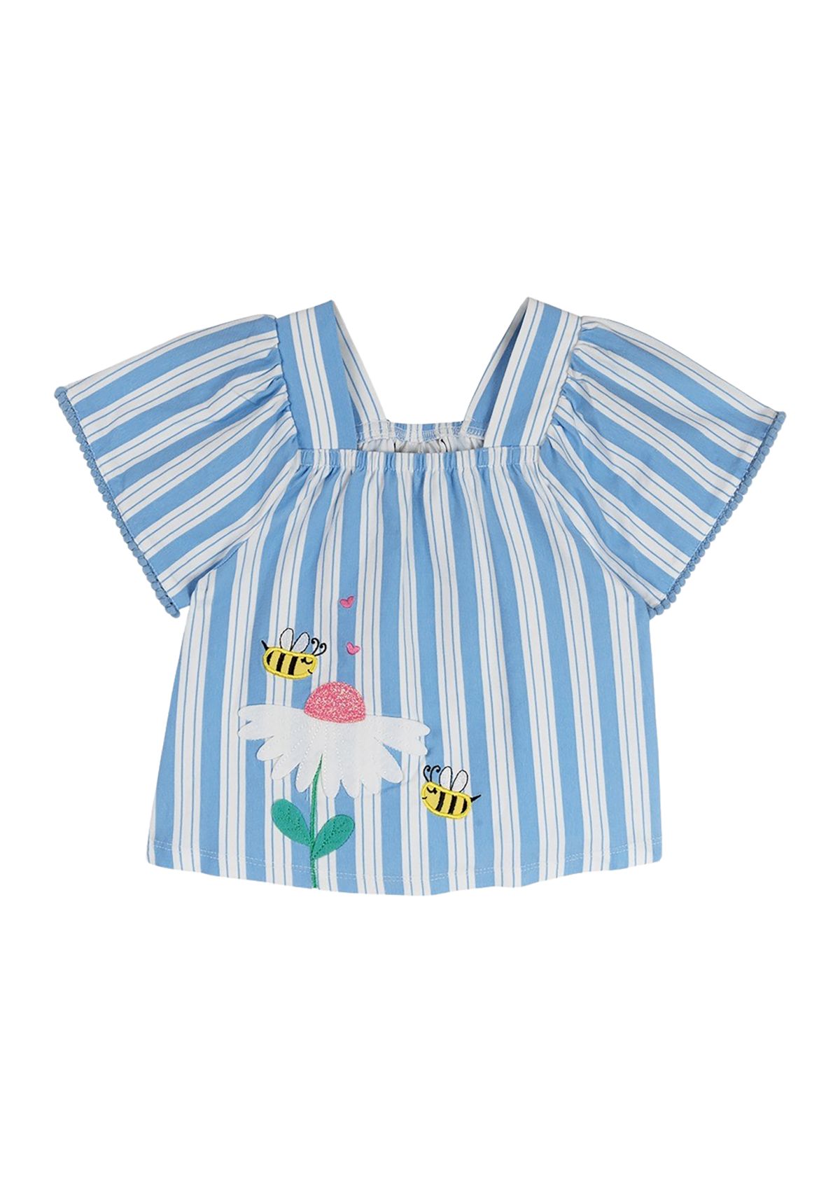 Girls 7-16 Striped Knit Top with Appliqué