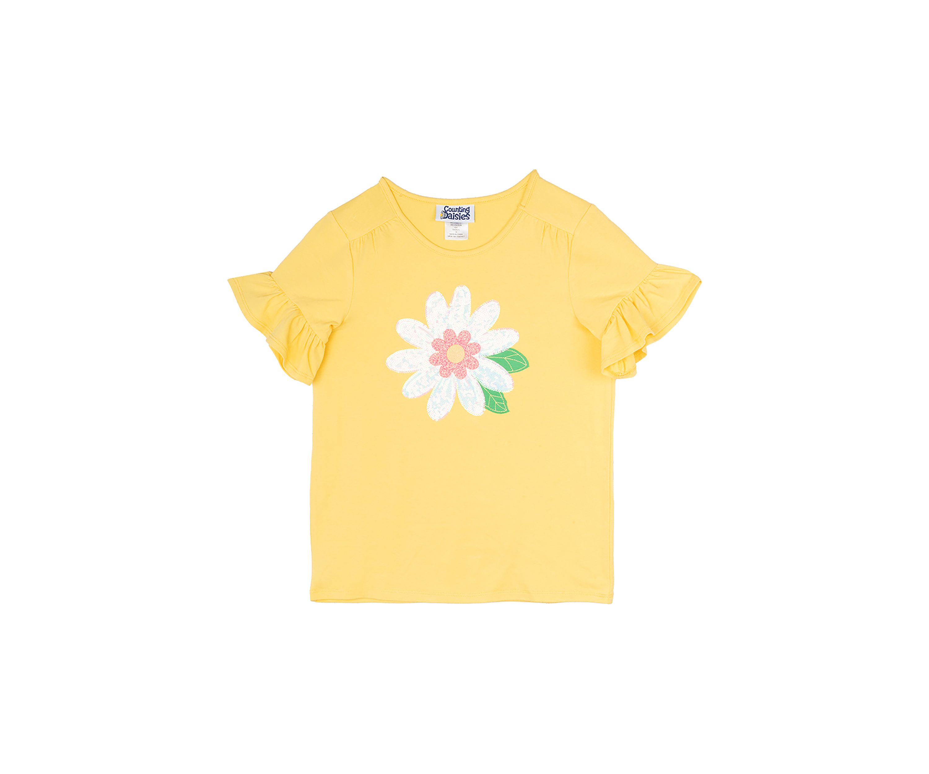 Girls 7-16 Flower Flutter Sleeve Top 